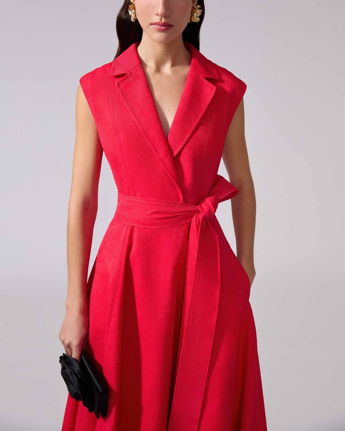 Sleeveless Belted Trench Dress - Ready - To - Wear