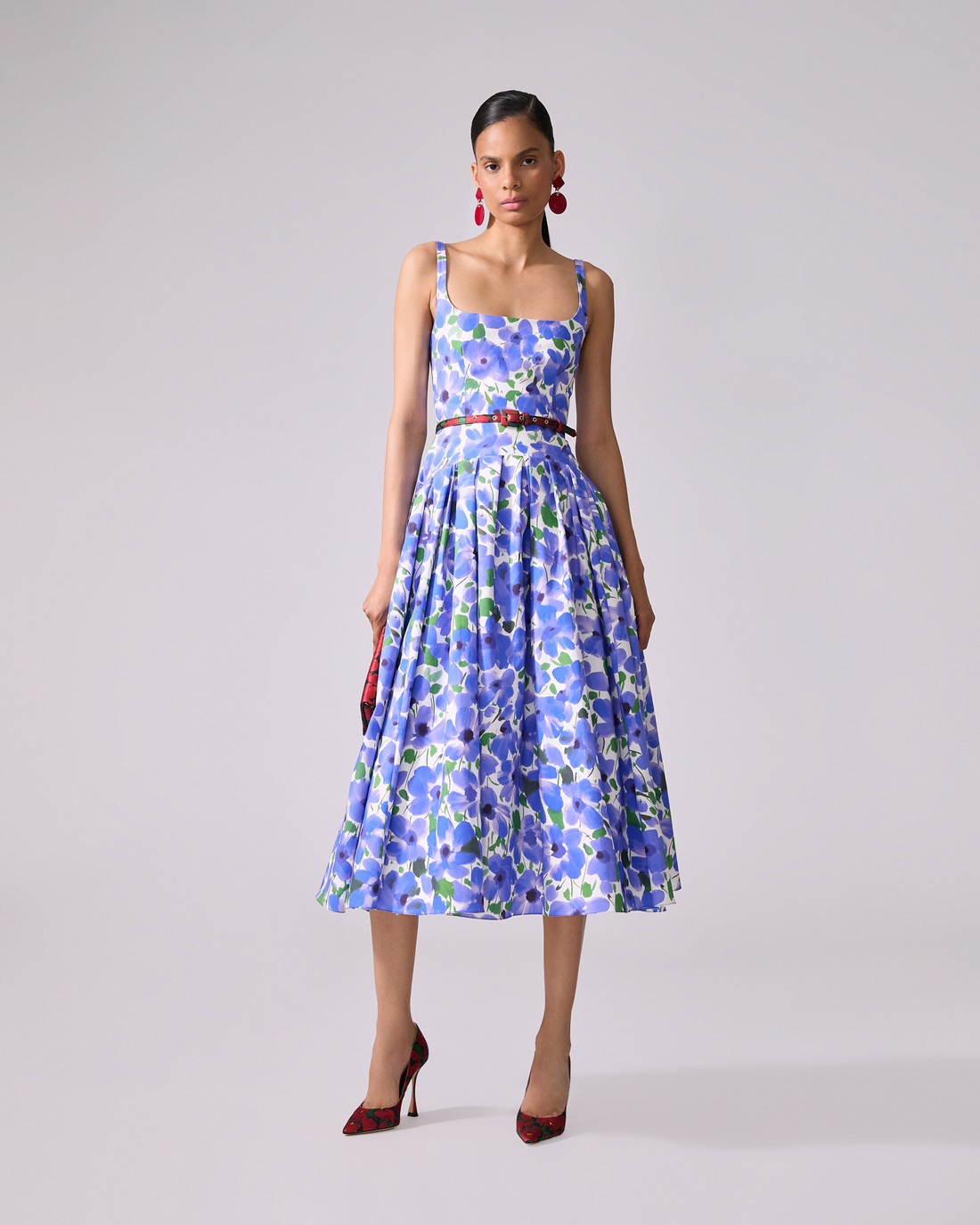 Floral-Print Scoop-Neck Midi Dress - Ready - To - Wear