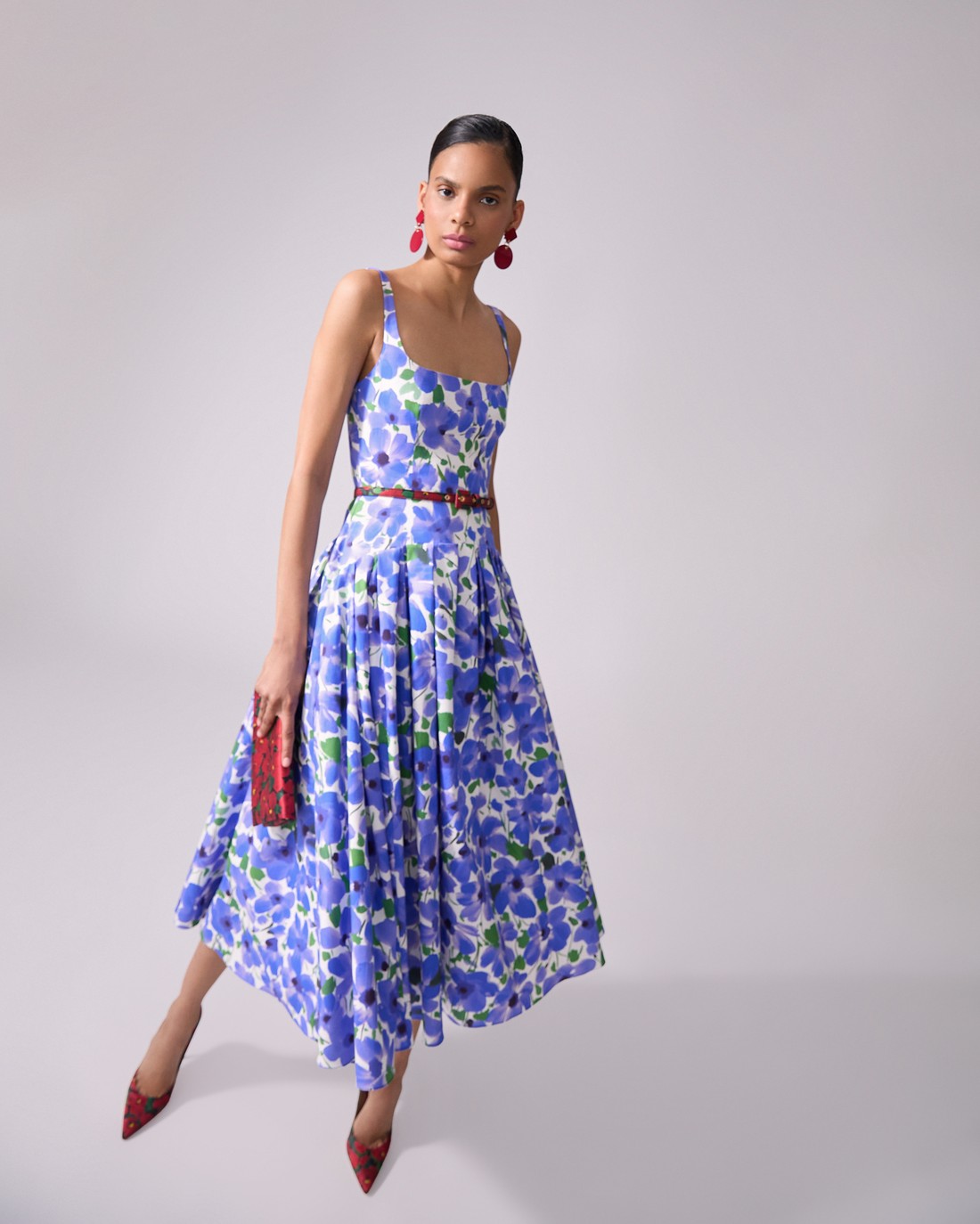 Floral-Print Scoop-Neck Midi Dress - Ready - To - Wear