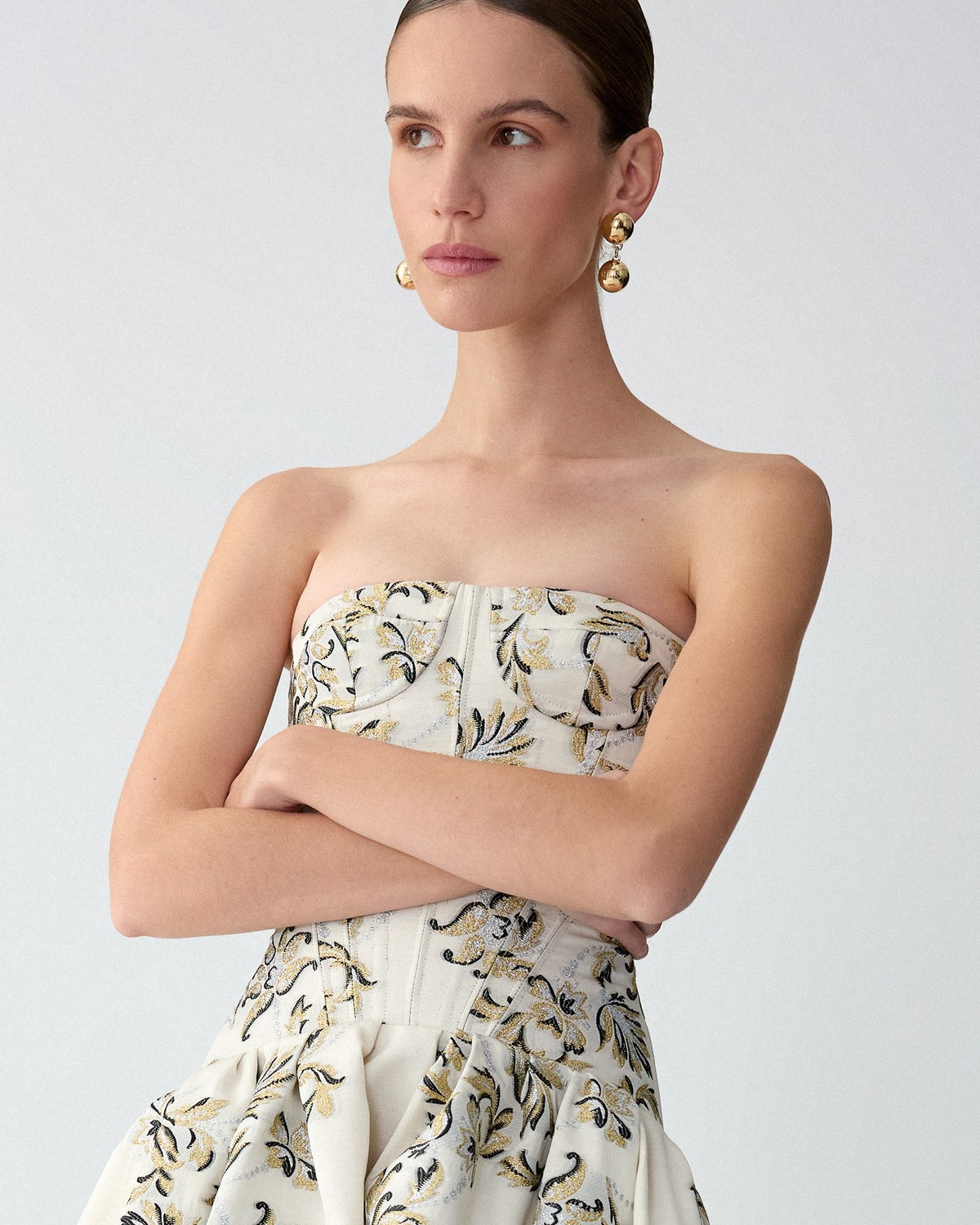 Ruched Midi Dress with Ruffles