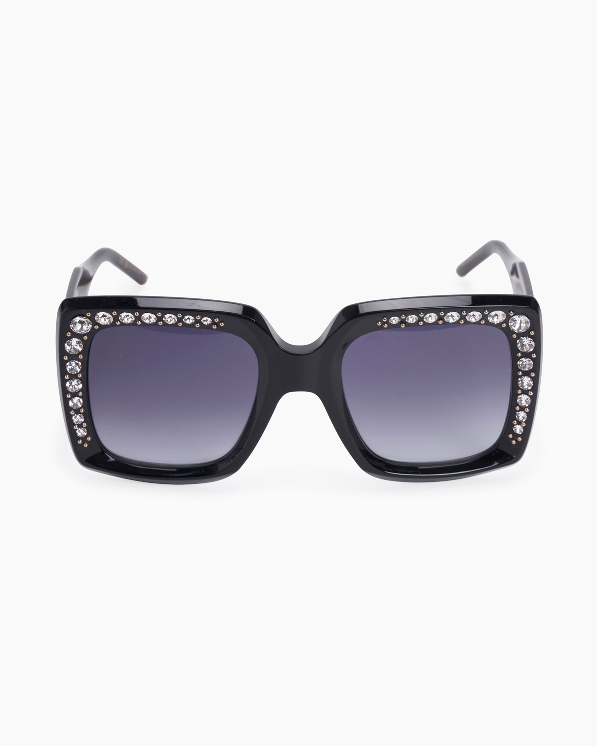 Crystal & Stud Embellished Oversized Square Sunglasses 