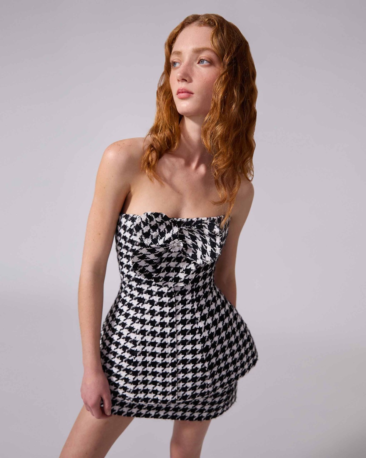国内発| CAROLINA HERRERA Houndstooth ツイード ミディドレス 国内発| CAROLINA HERRERA Houndstooth ツイード ミディドレス