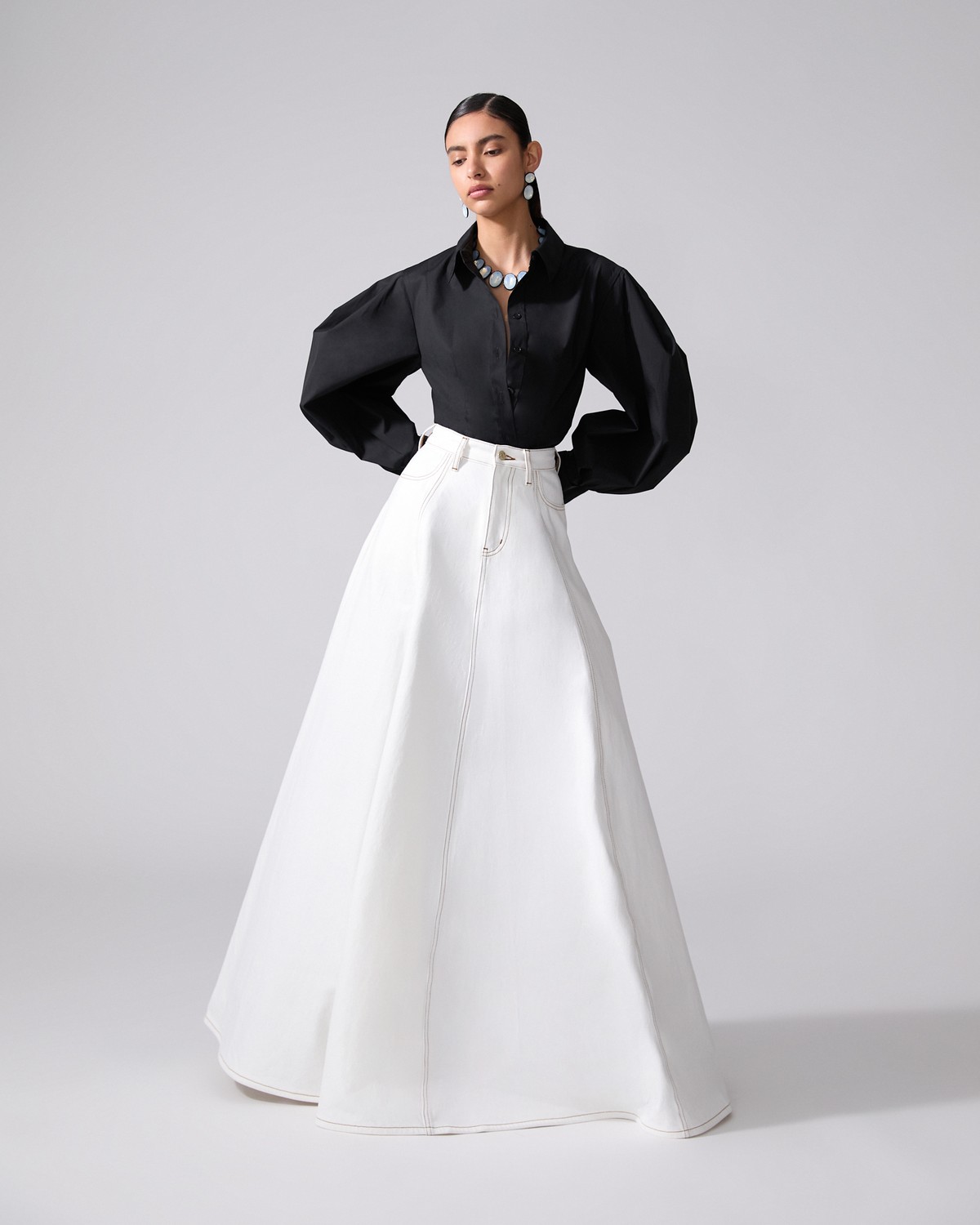 【関税込み】CAROLINA HERRERA High waist skirt Carolina Herrera - Blue Floral High Waist A Line Skirt
