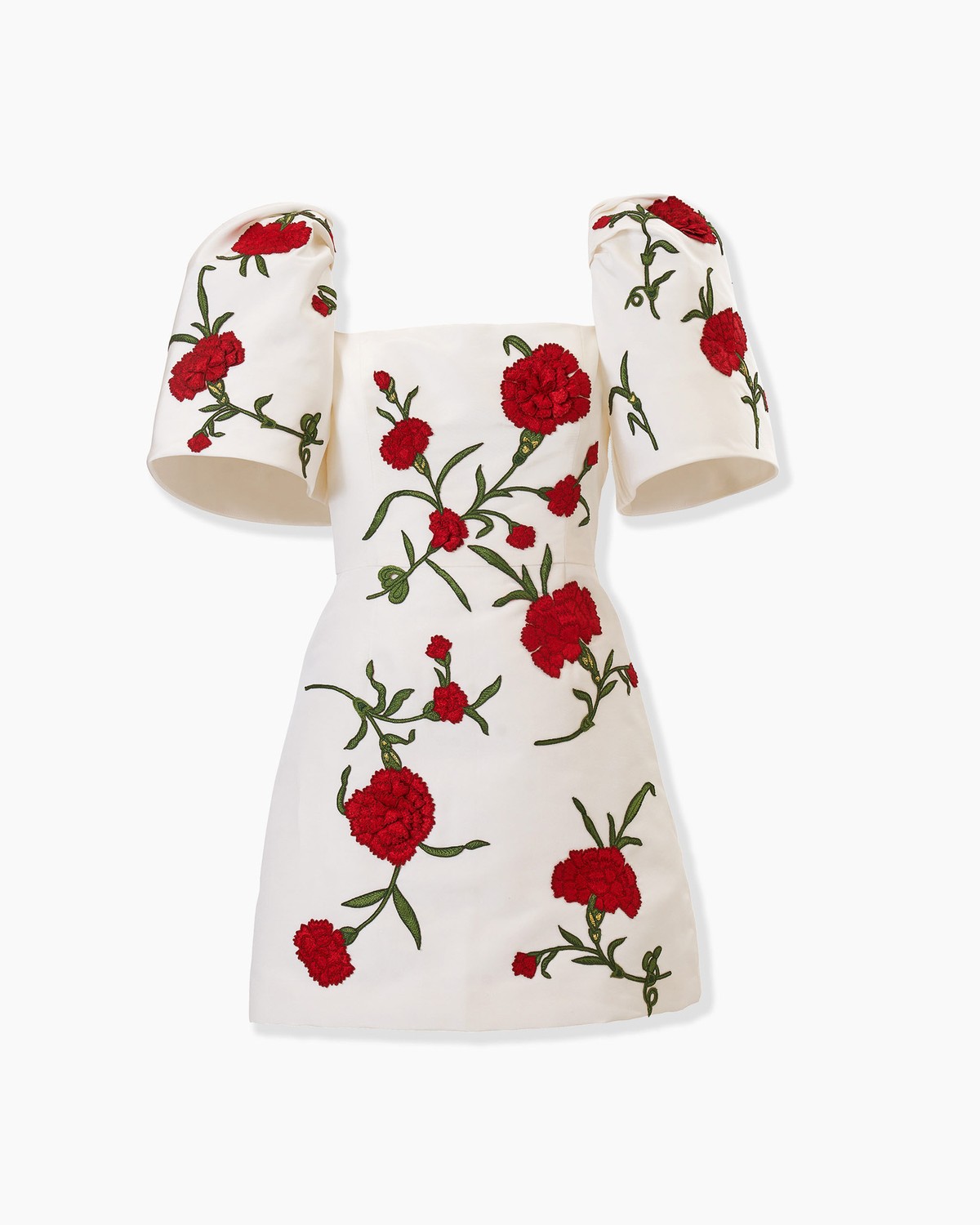 Carnation-Embroidered Bell Sleeve Mini Dress | Carolina Herrera WW EN