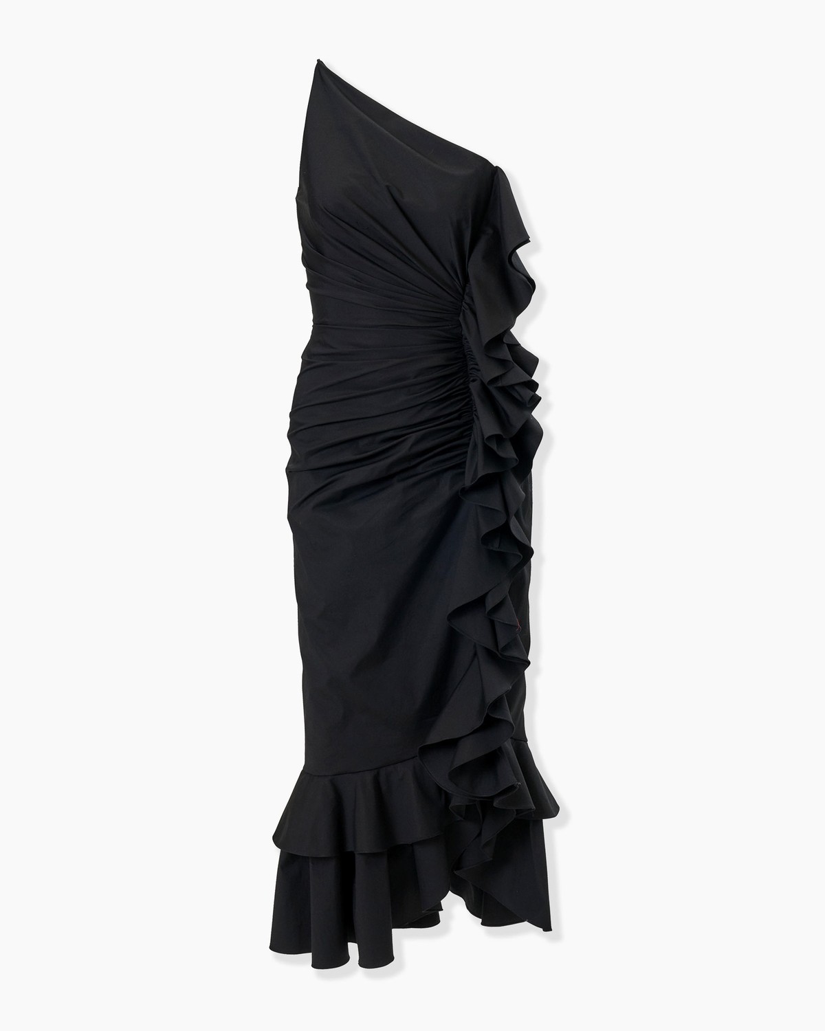 ruched asymmetric midi dress The Luella Knit Pointelle Dress
