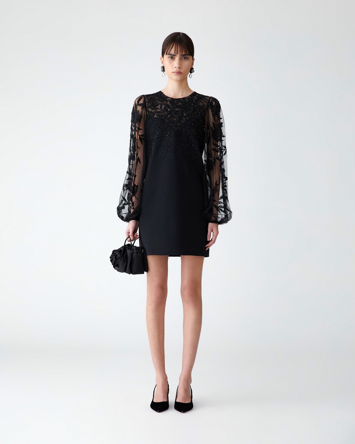 carolina herrera embroidered mini dress Heart Embroidered Mini Dress
