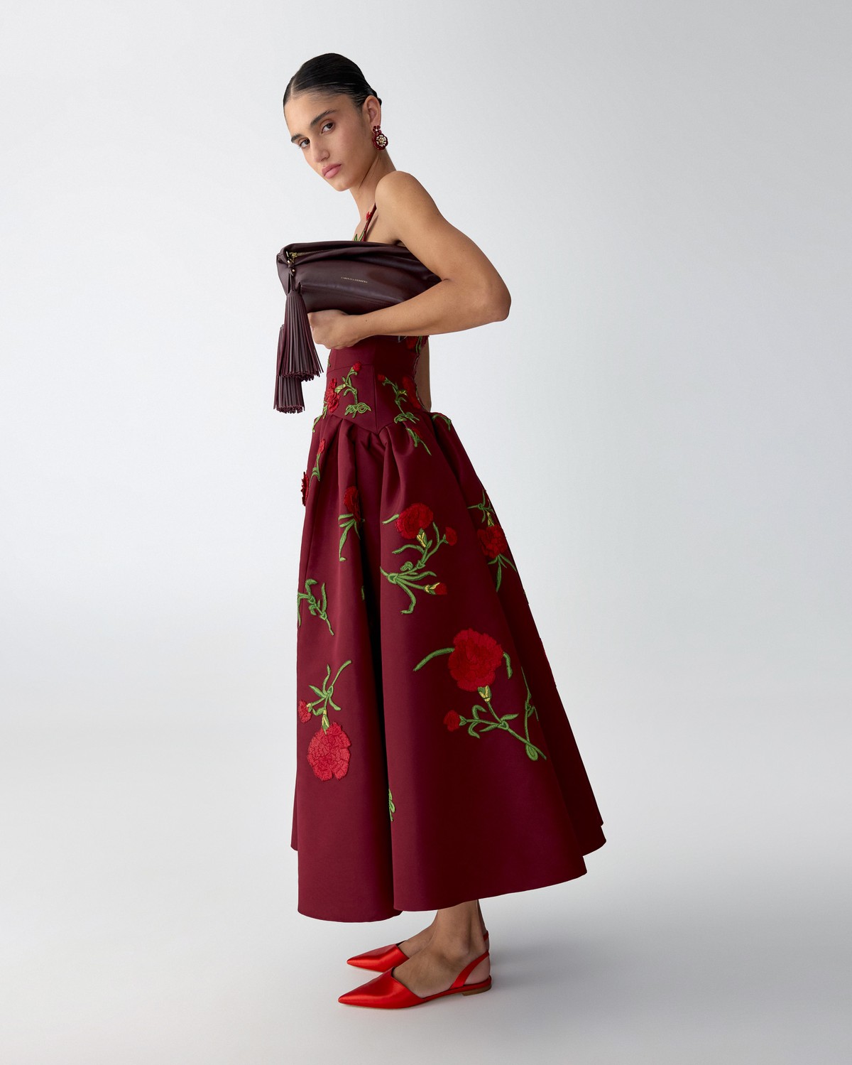 Carnation-Embroidered Scoop Neck Dress | Carolina Herrera BR