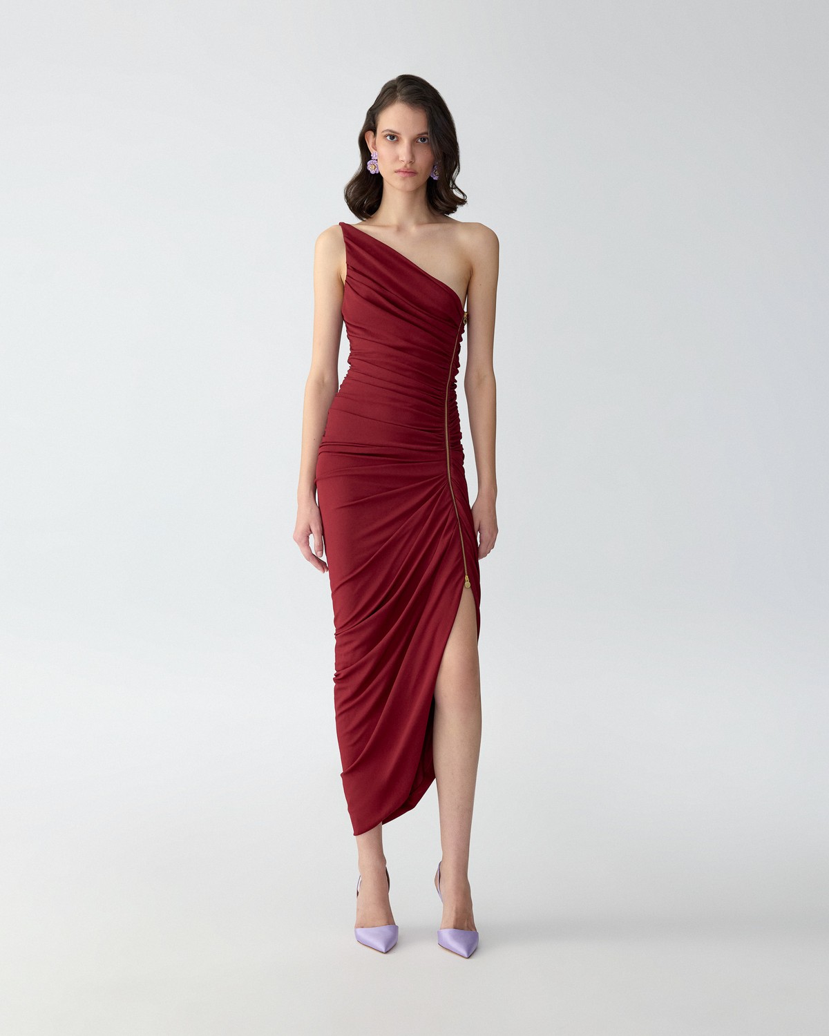 Asymmetric Ruched Midi Dress | Carolina Herrera WW EN
