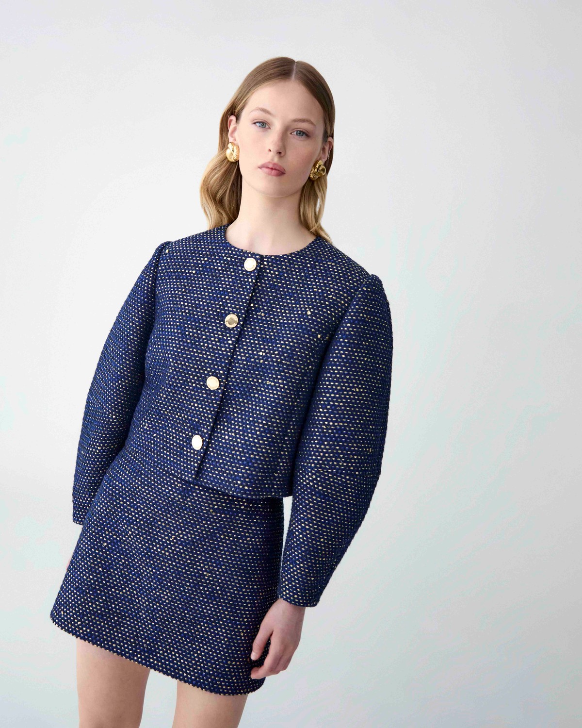 Arc-Sleeve Lurex Tweed Jacket | Carolina Herrera WW EN