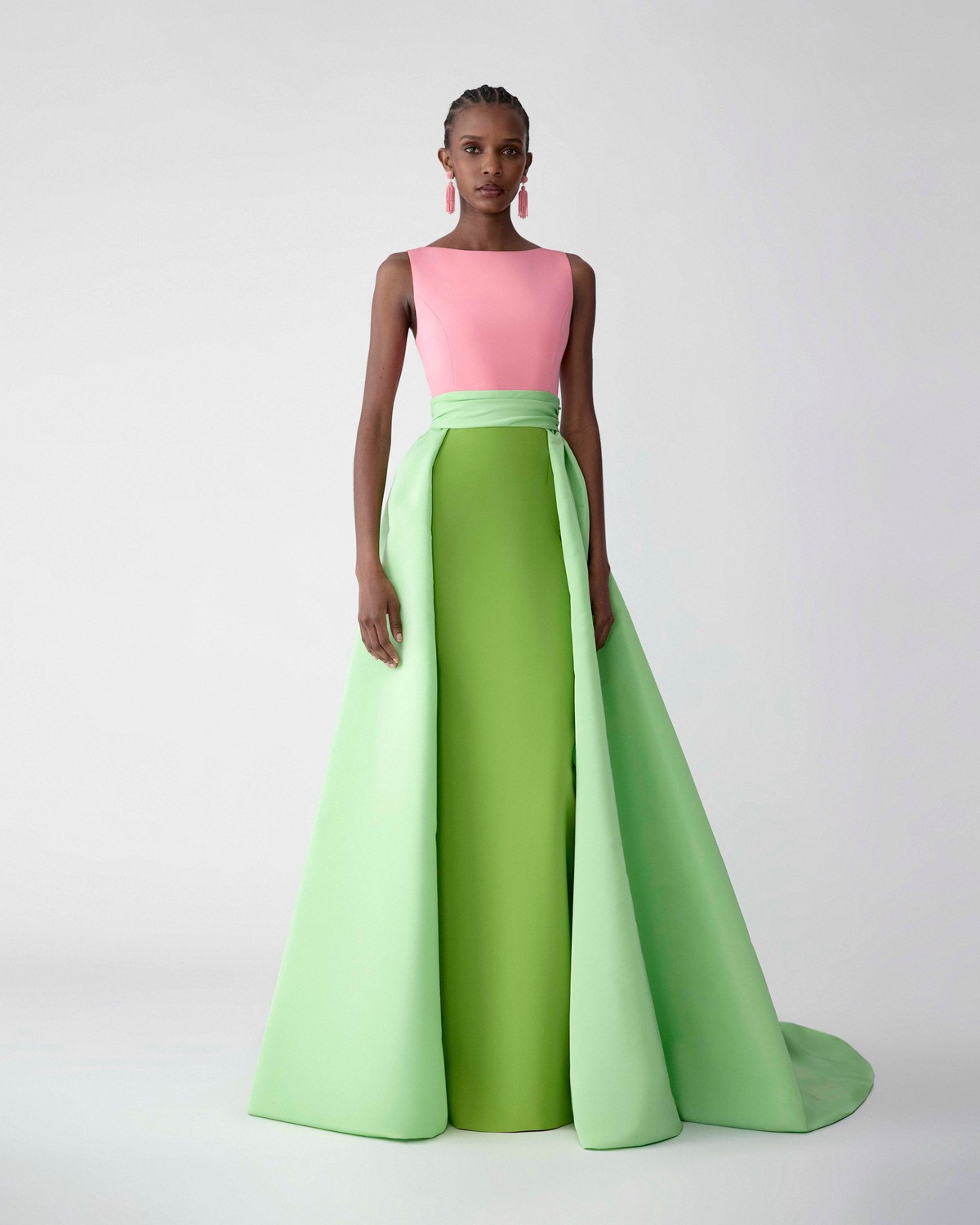 Color-Blocked Column Gown with Overskirt | Carolina Herrera WW EN