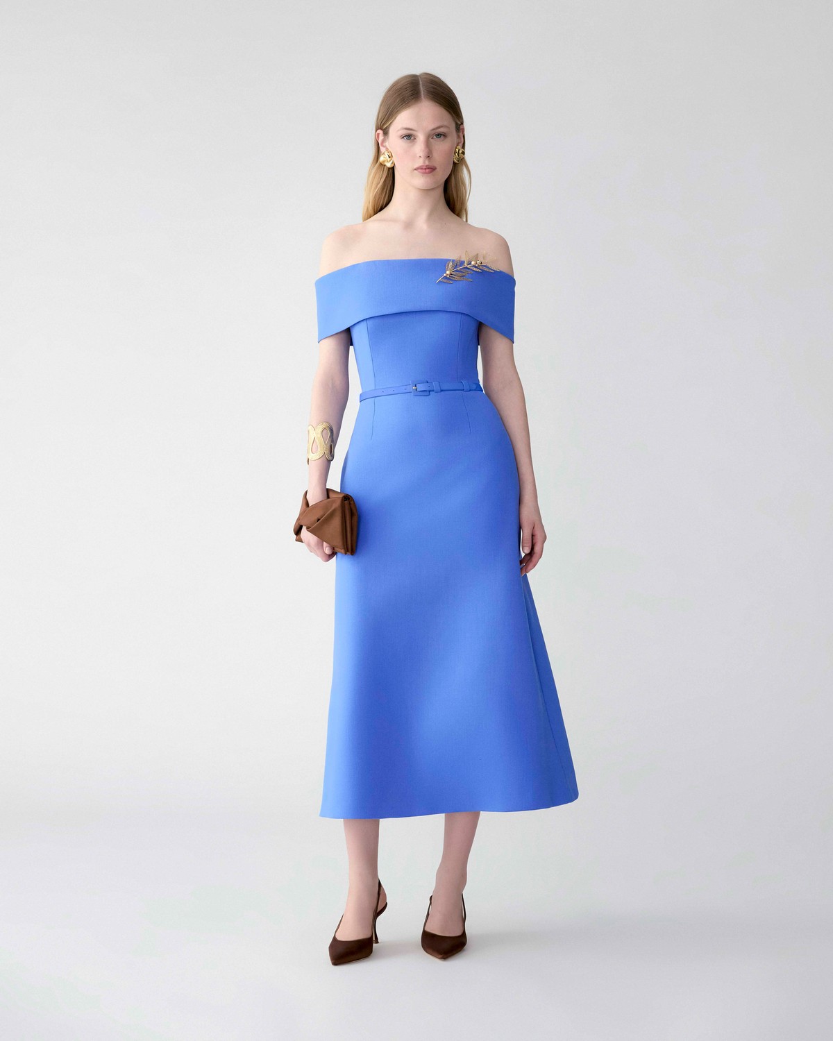 midi dress cotton linen Red Cotton Linen Blend V-Neck Midi Dress main image 1