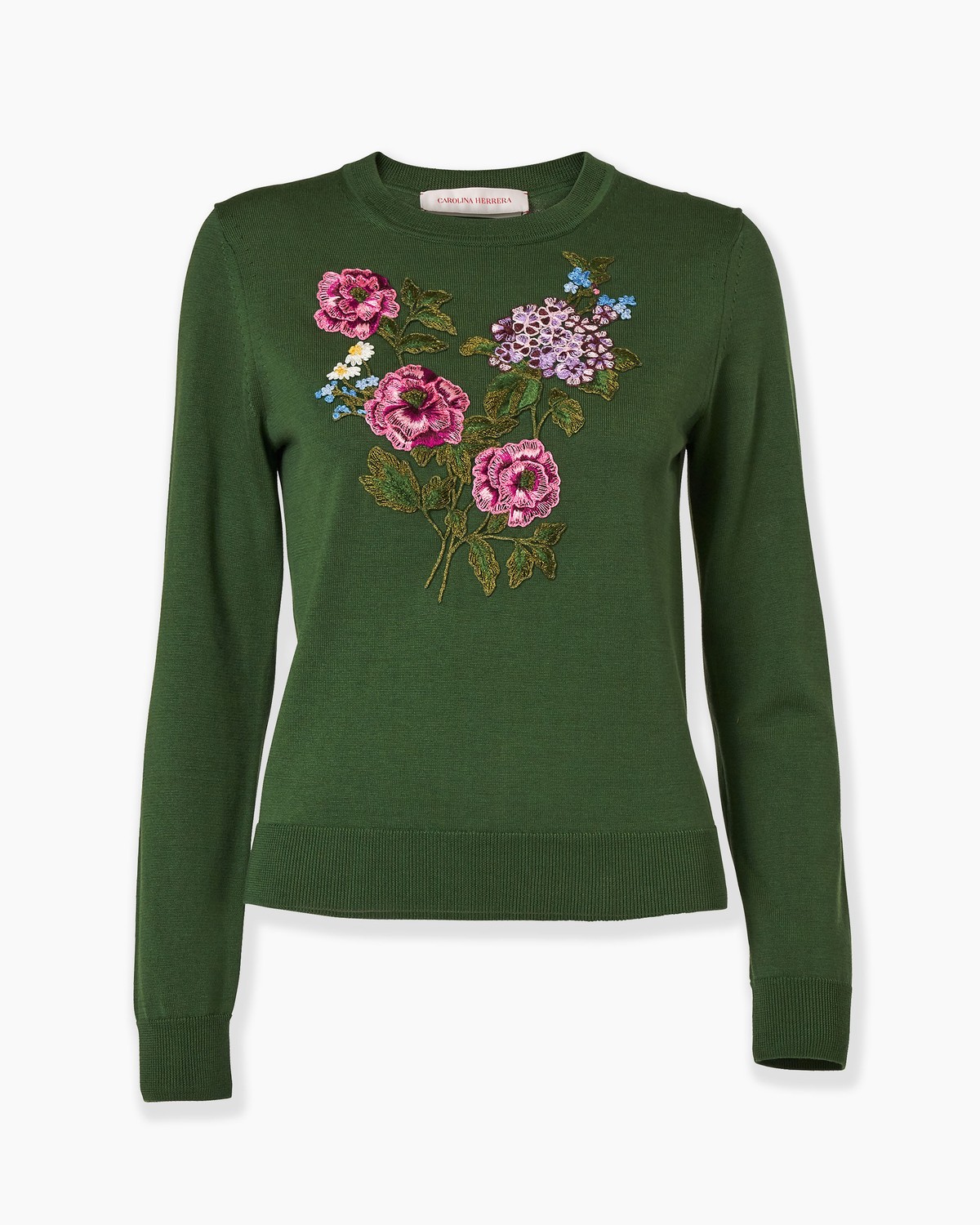 Floral-Embroidered Crewneck Sweater | Carolina Herrera BR