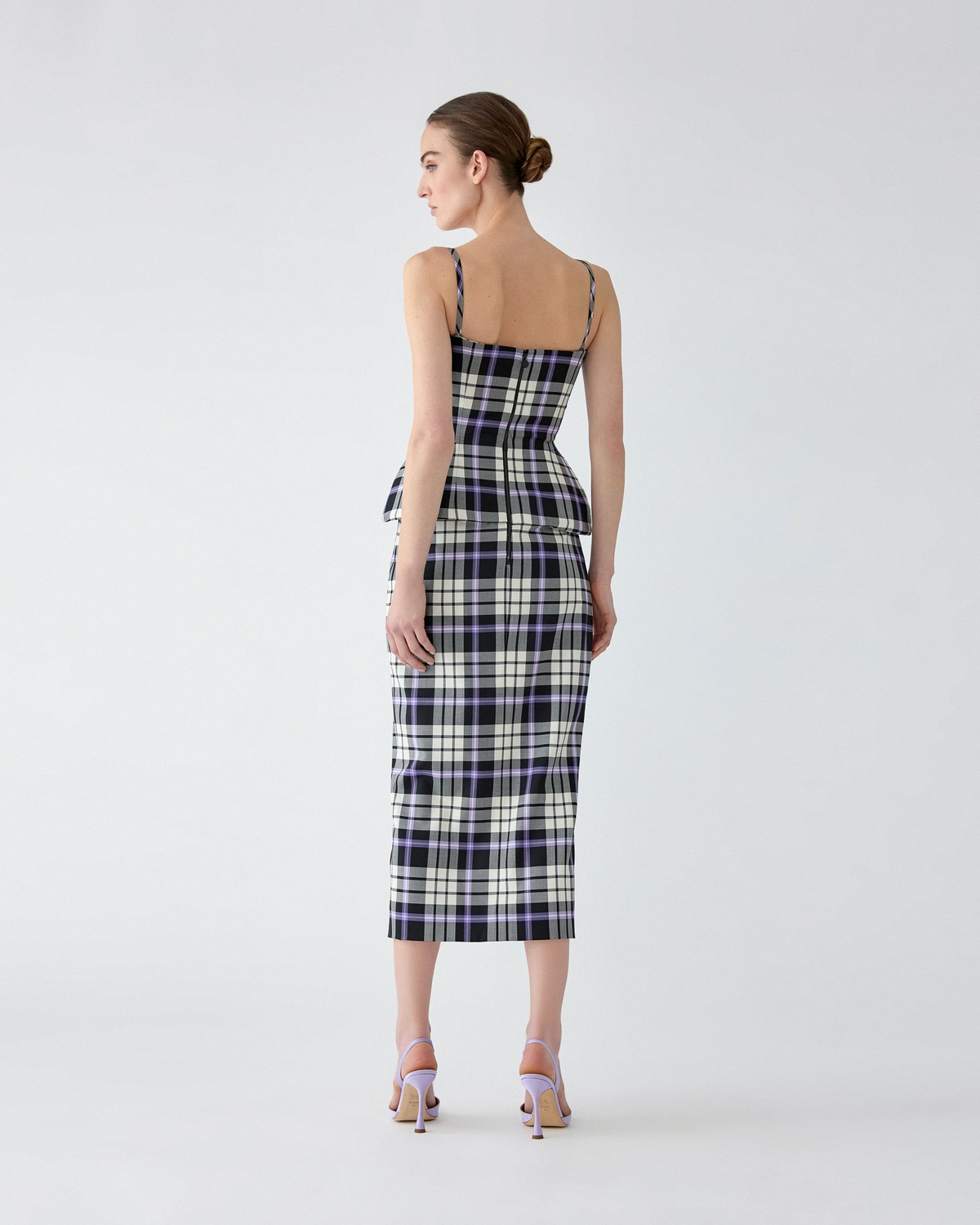 Carolina Herrera Trompe L'oeil Plaid Midi Dress