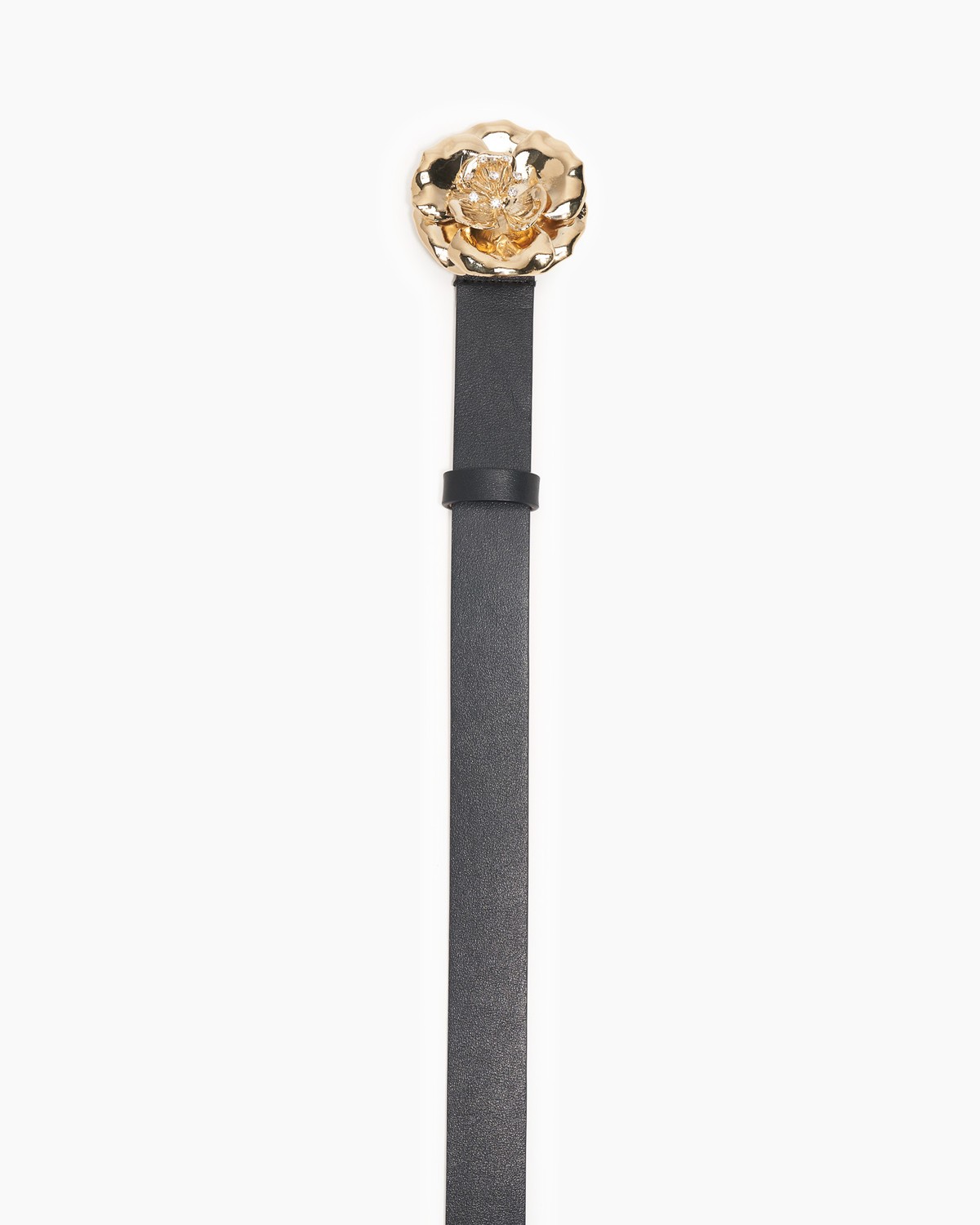 Glamour &  AudacityCarolina Herrera Metallic Gold Skinny Belt. #128 Initials Insignia | Reversible skinny belt black/cognac - CH  main image 4