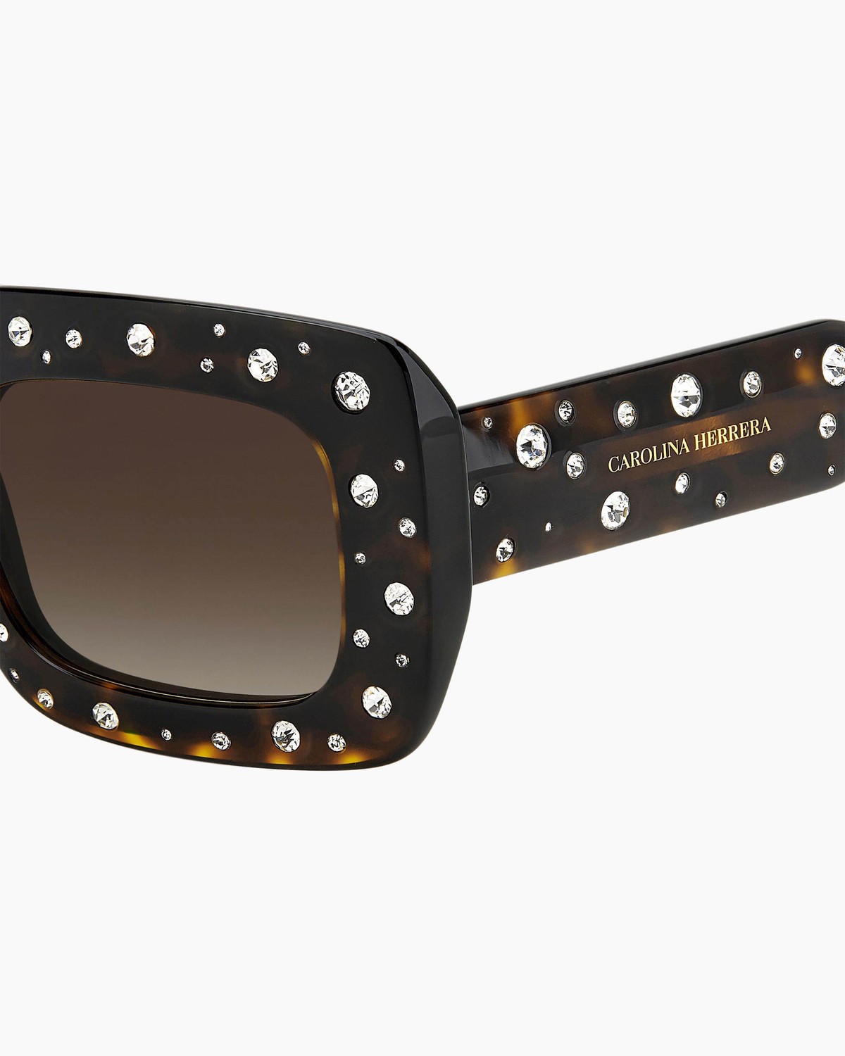 Carolina Herrera Black oversized Crystal-Trim Square Sunglasses! Like New! Carolina Herrera HER 0216/G/S 2M2 Sunglasses Black Gold  main image 3