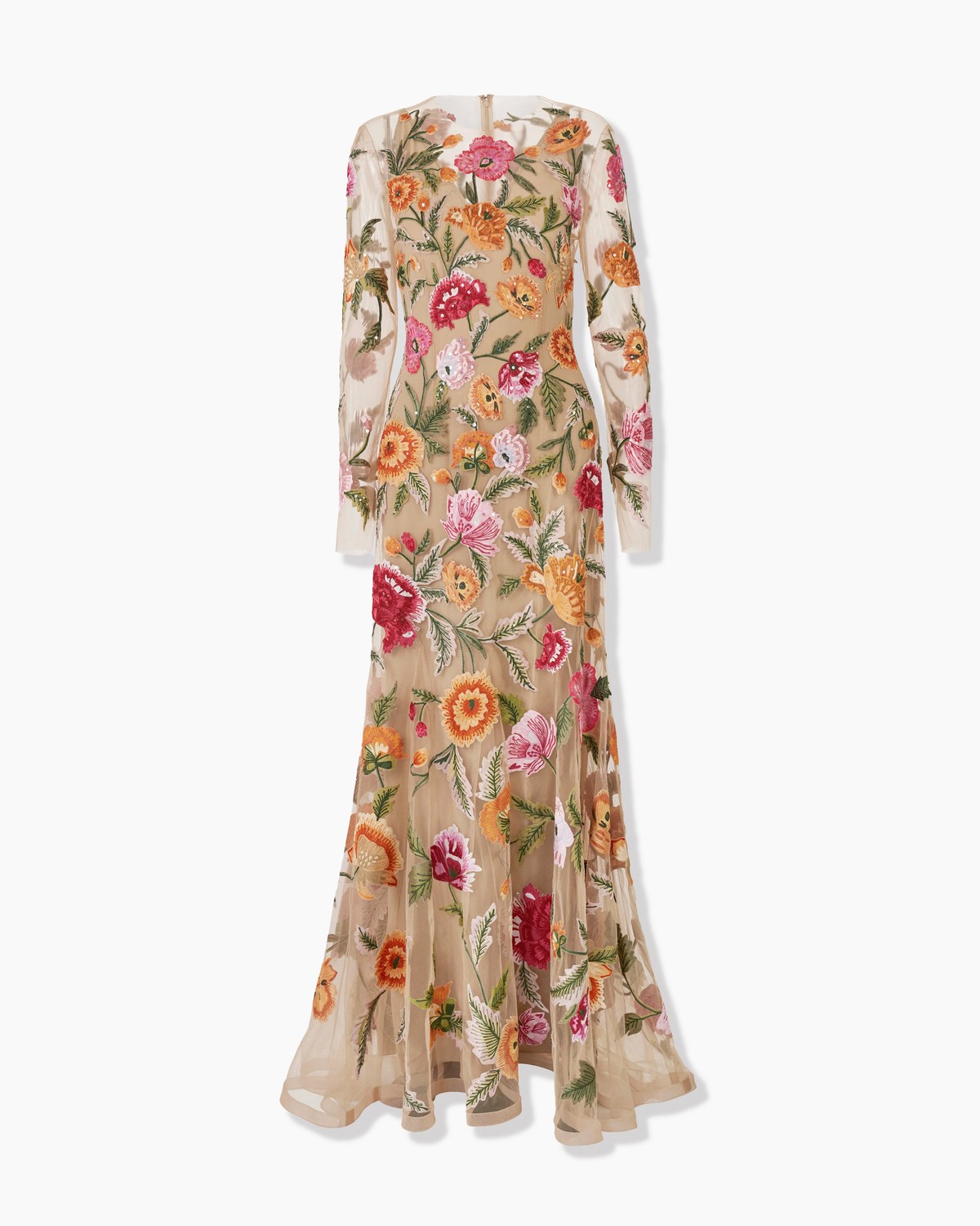 carolina herrera floral embroidered dress Carolina Herrera Rosewater Hand Embroidered Short Sleeve Gown main image 1