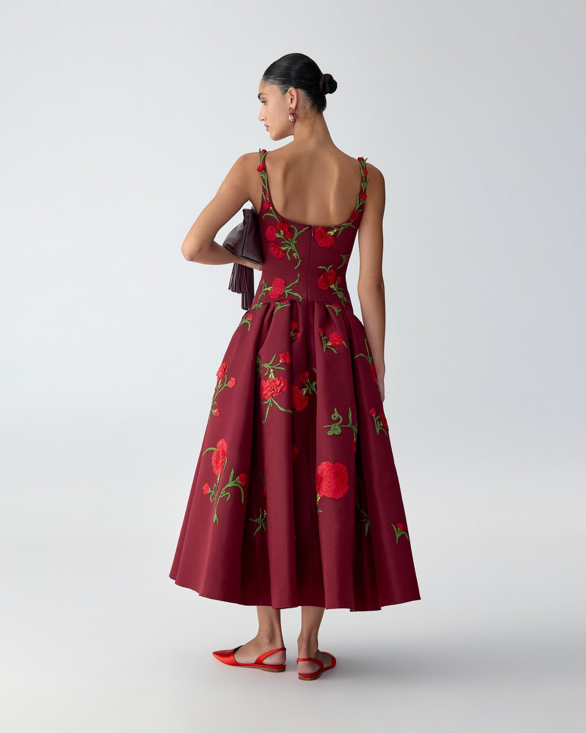 Carnation-Embroidered Scoop Neck Dress | Carolina Herrera WW EN
