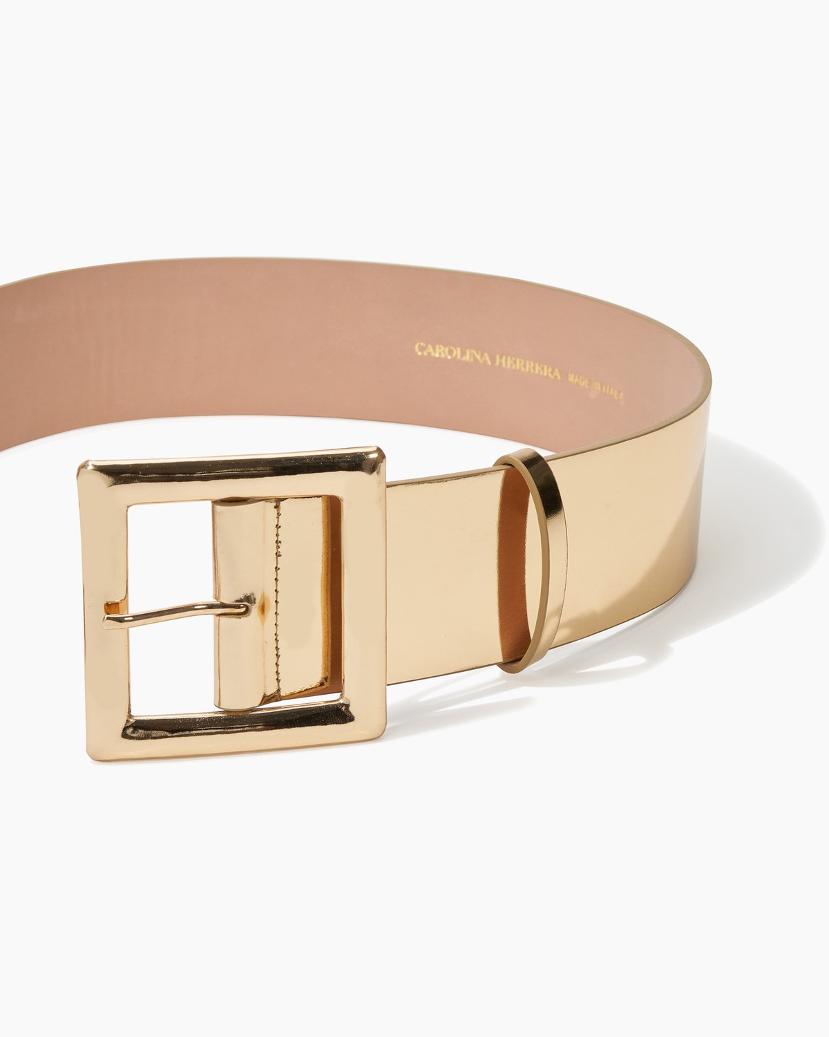 Gold Patent Leather Icon Belt - Accessories | Carolina Herrera