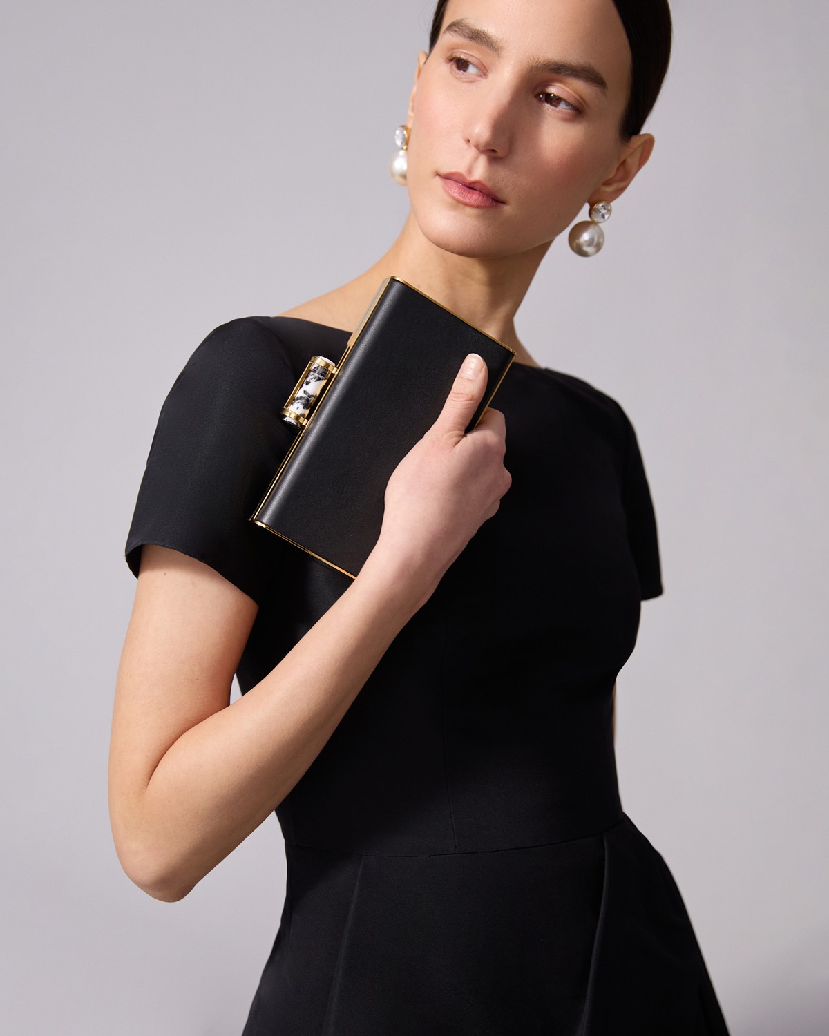 slim fit dress slacks Round Bag, Gold – Plus One Dress Hire main image 1