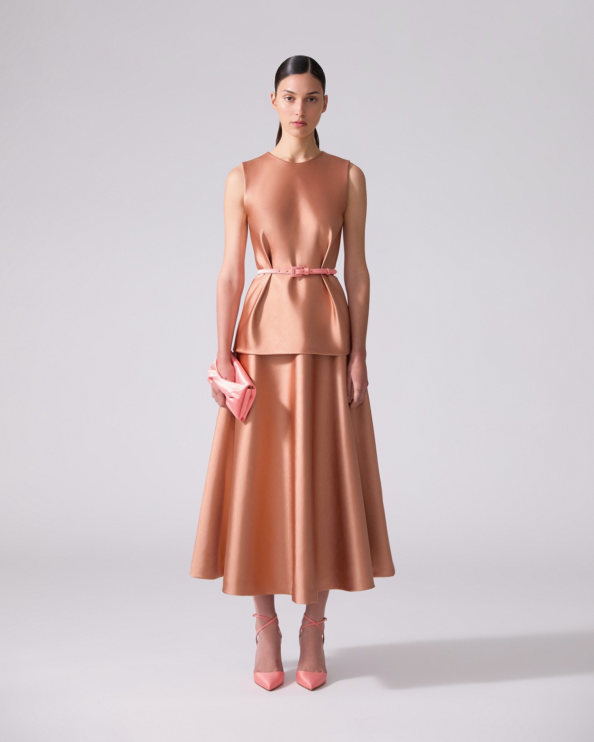 Half-Circle Satin Midi Skirt - Ready - To - Wear | Carolina