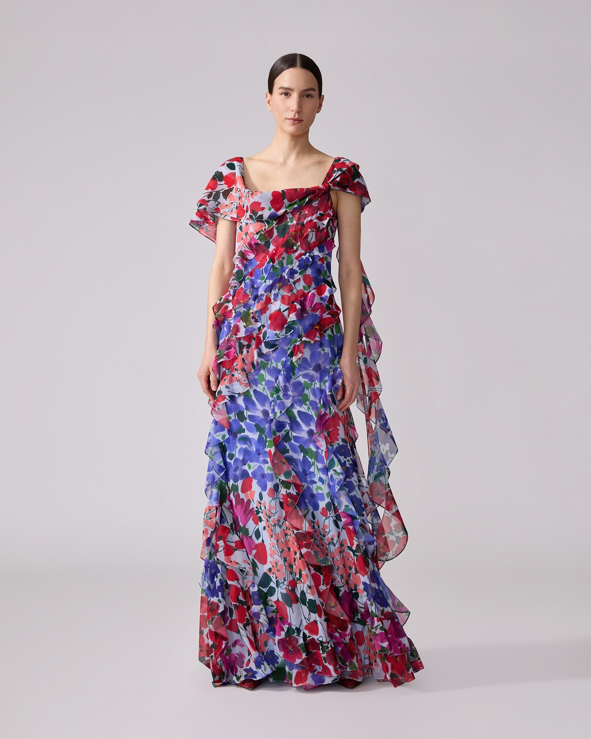 Jardin-Print One-Shoulder Gown - Ready - To - Wear