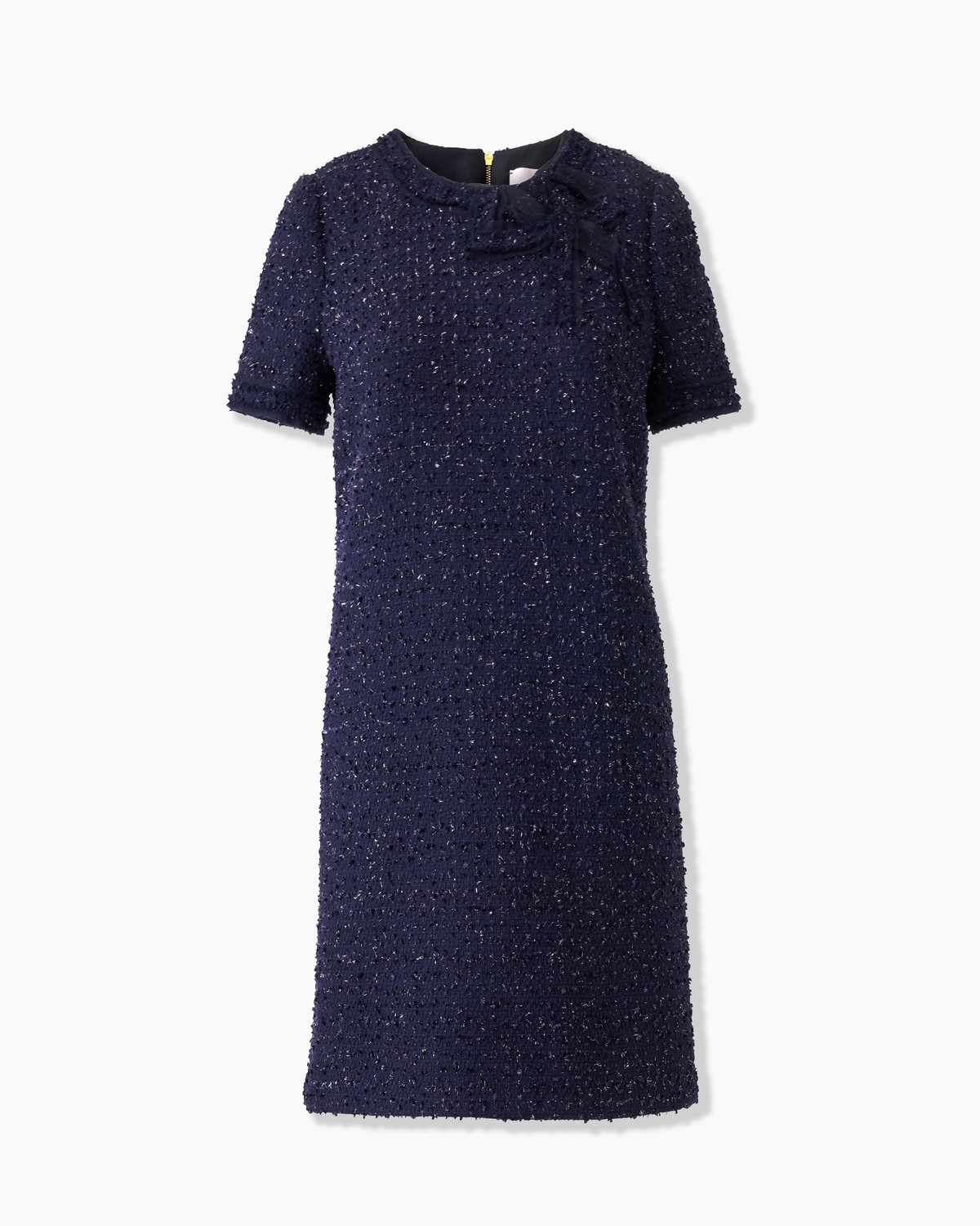 本日限定！herlipto Charlotte Tweed Dress navy Tweed Shift Dress with Bow - Ready - to - Wear | Carolina