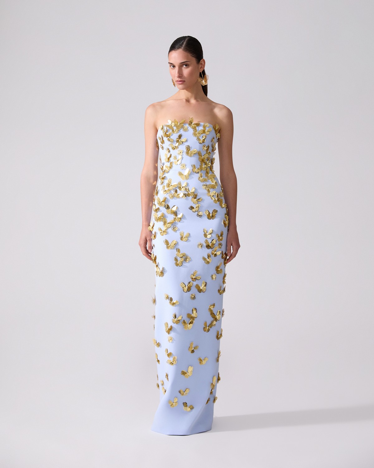 Butterfly-Embellished Strapless Gown - Ready - To - Wear