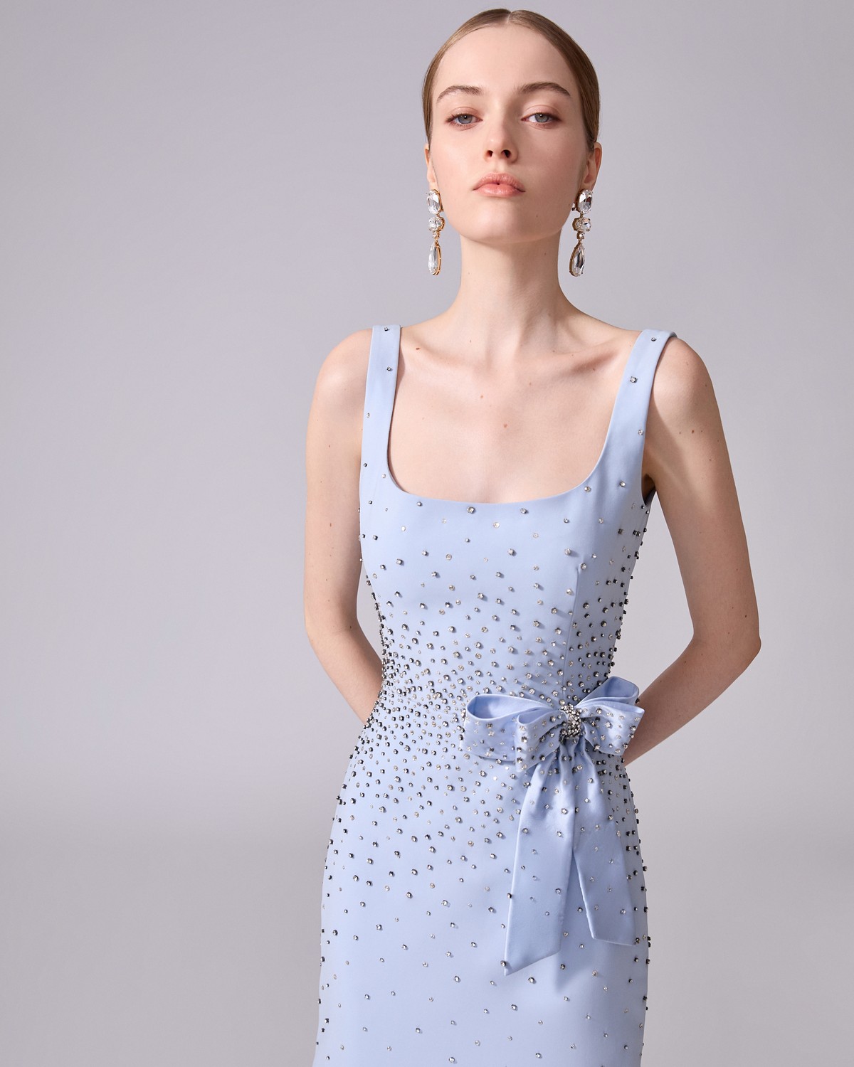 sachin and babi light blue dress Asymmetric Crystal Embroidered One Shoulder Midi Dress Xs / Black main image 1