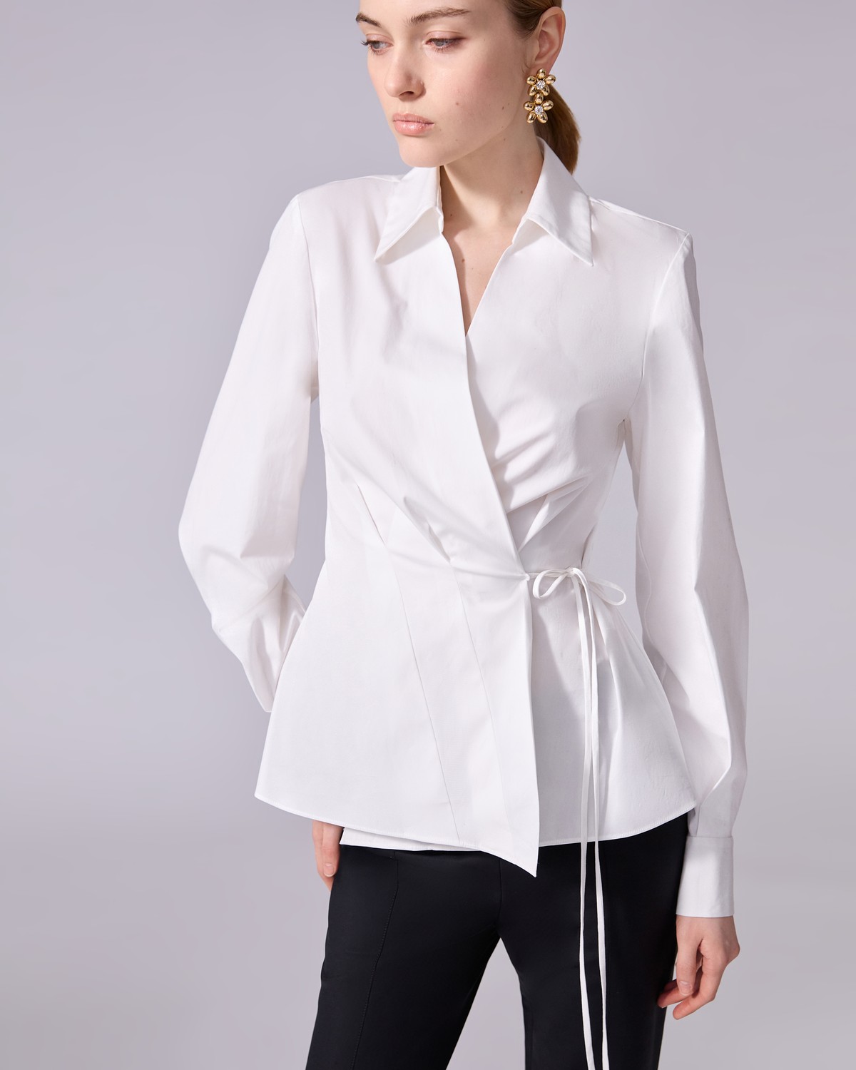 キャロリーナヘレラ　レーストップス Tie-Waist Wrap Top | Carolina Herrera WW EN