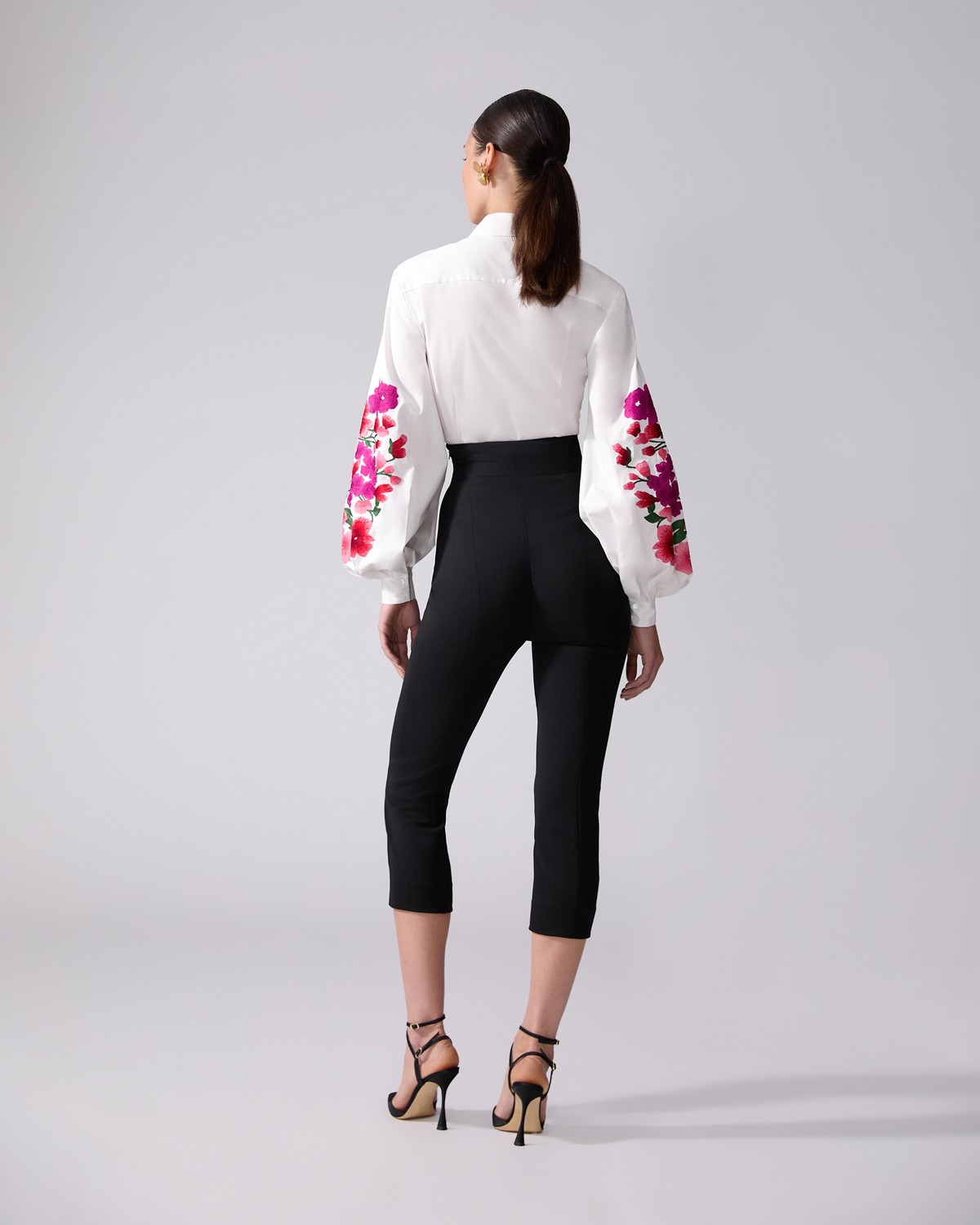 Floral-Embroidered Puff-Sleeve Shirt - Ready - To - Wear