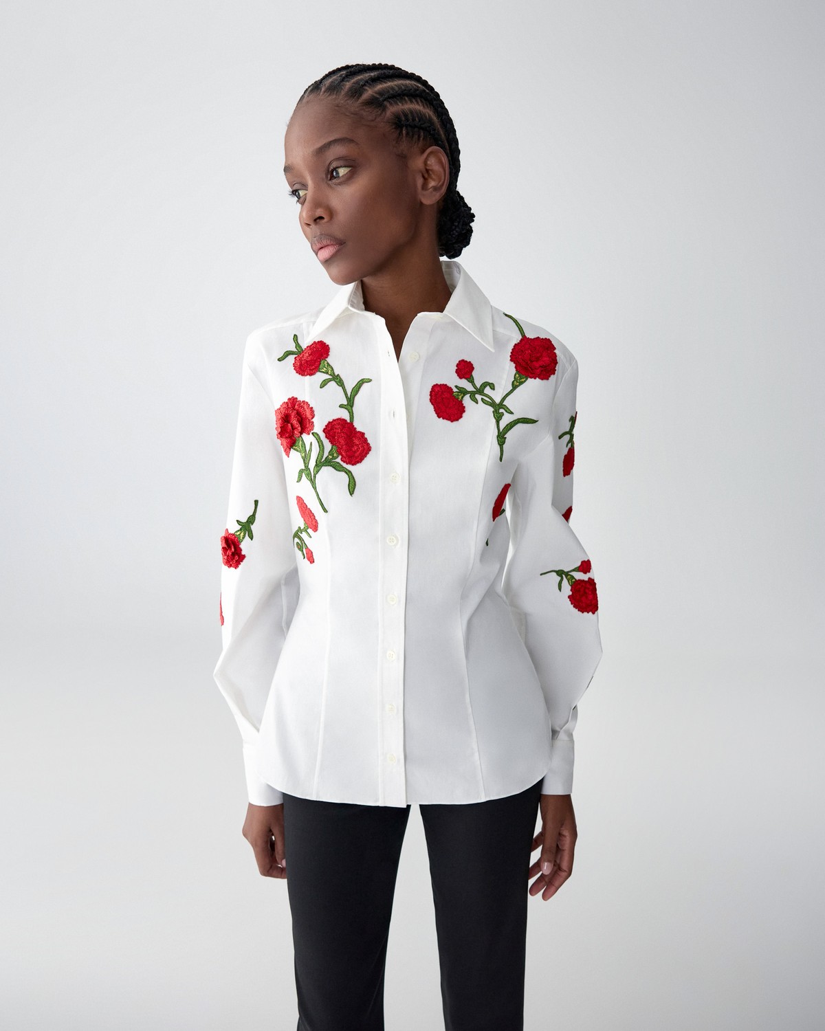 Carnation-Embroidered Shirt | Carolina Herrera WW EN