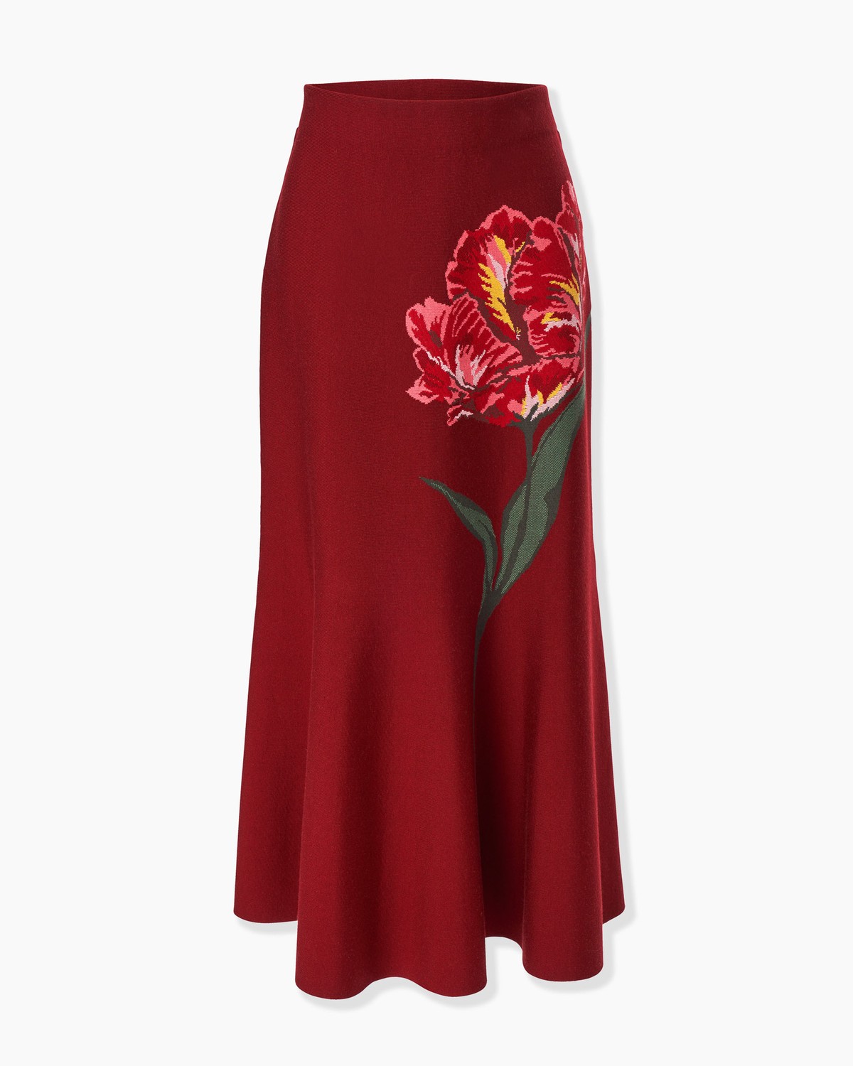 Floral Jacquard Flared Midi Skirt - Ready - To - Wear