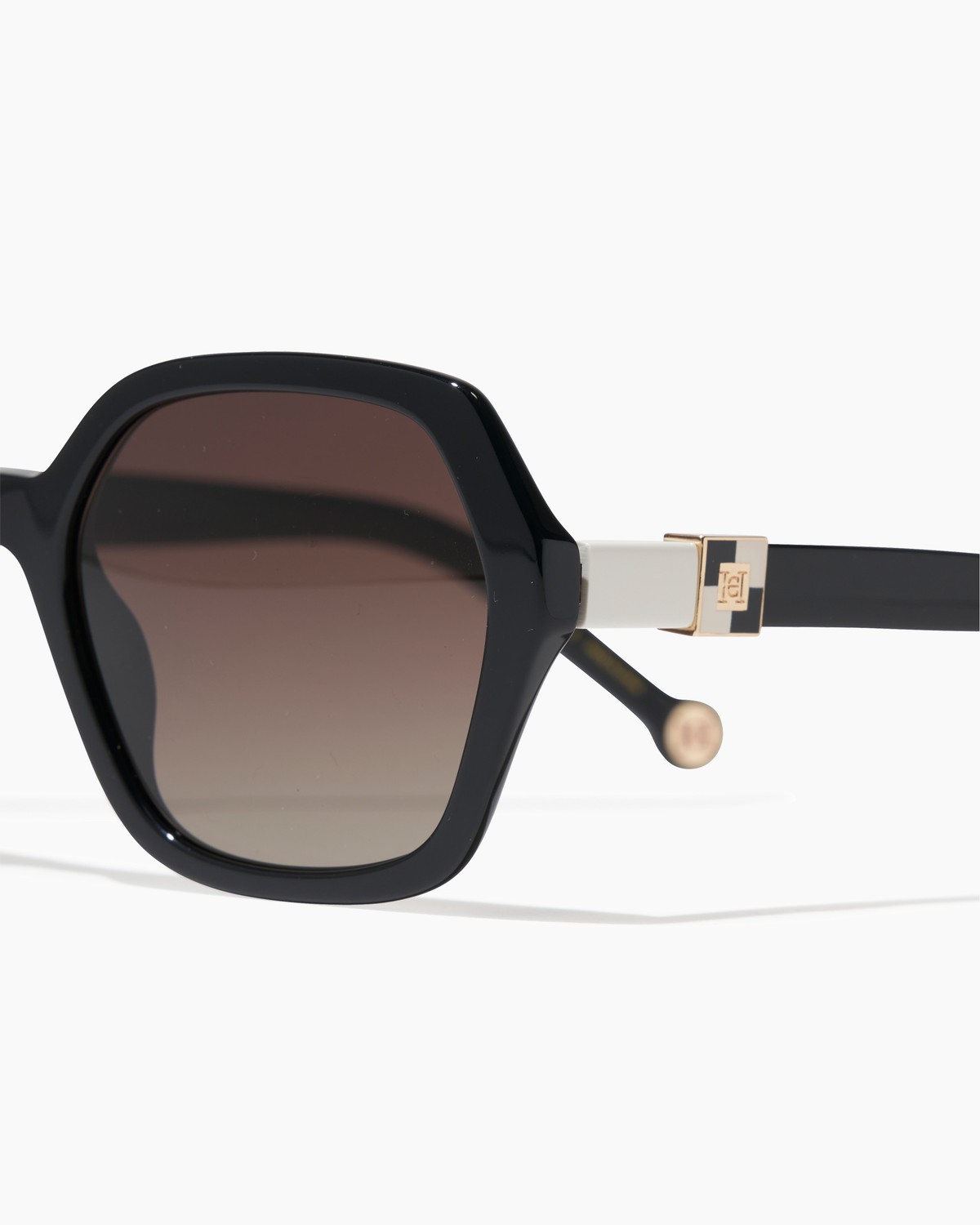 Carolina Herrera Sunglasses SHN045 8FCG Hexagonal Frame Sunglasses with Contrast Temples | Carolina  main image 3