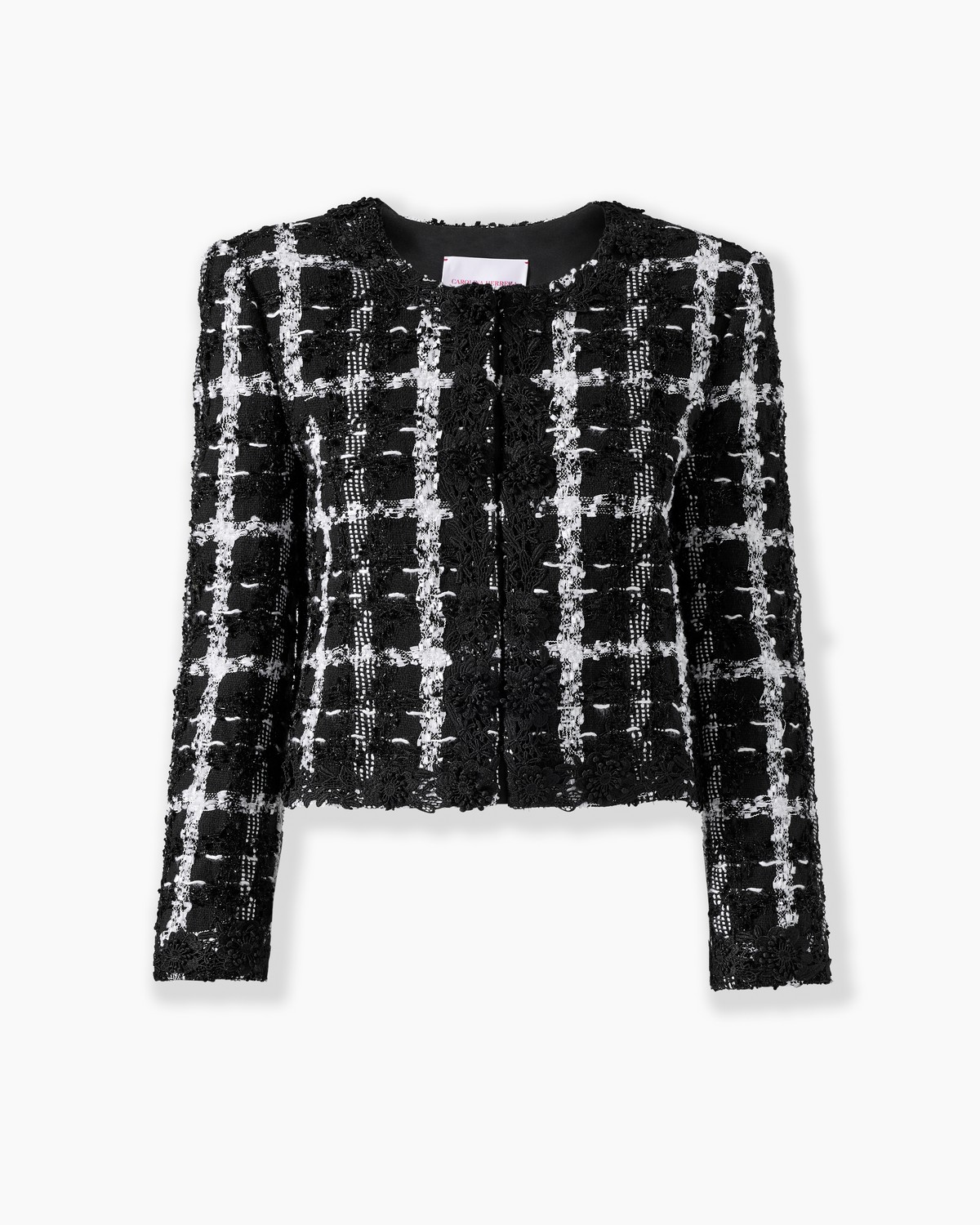 Collarless Lurex Tweed Jacket - Ready - To - Wear | Carolina
