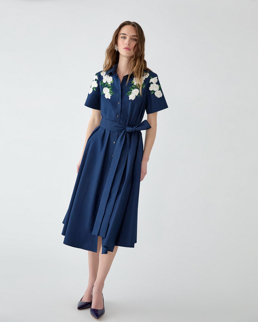 Floral-Embroidered Shirt Dress | Carolina Herrera ES Floral-Embroidered Shirt Dress | Carolina Herrera ES