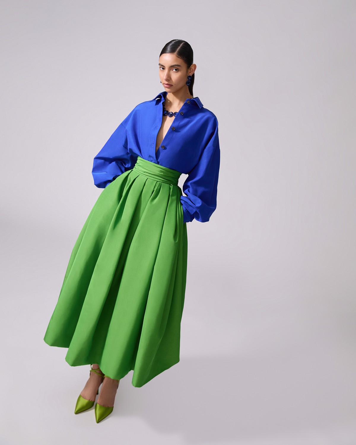 Cummberbund-Waist Midi Skirt - Ready - To - Wear | Carolina