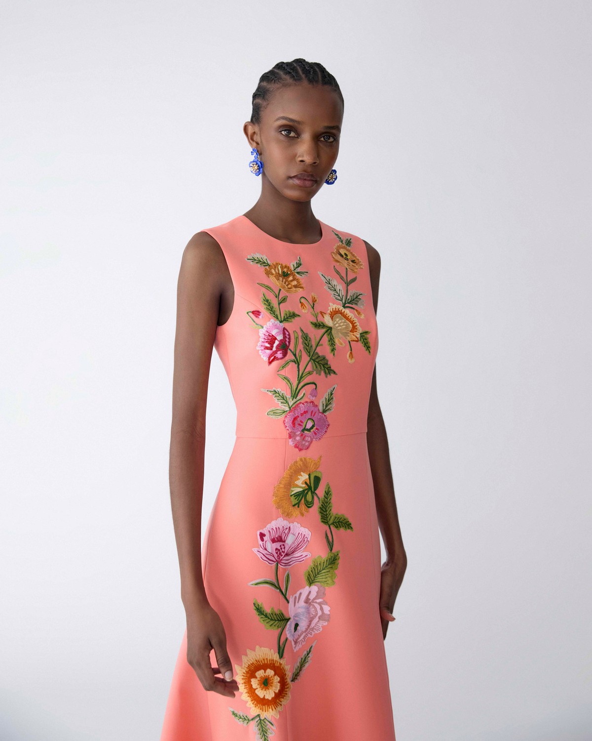 carolina herrera embroidered dress Carolina Herrera Embroidered Mini Shift Dress with Ruffle Sleeves main image 0