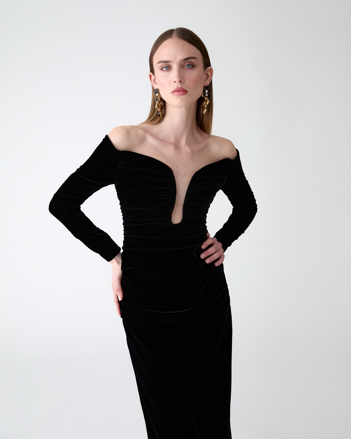 U-Neck Velvet Midi Dress | Carolina Herrera US