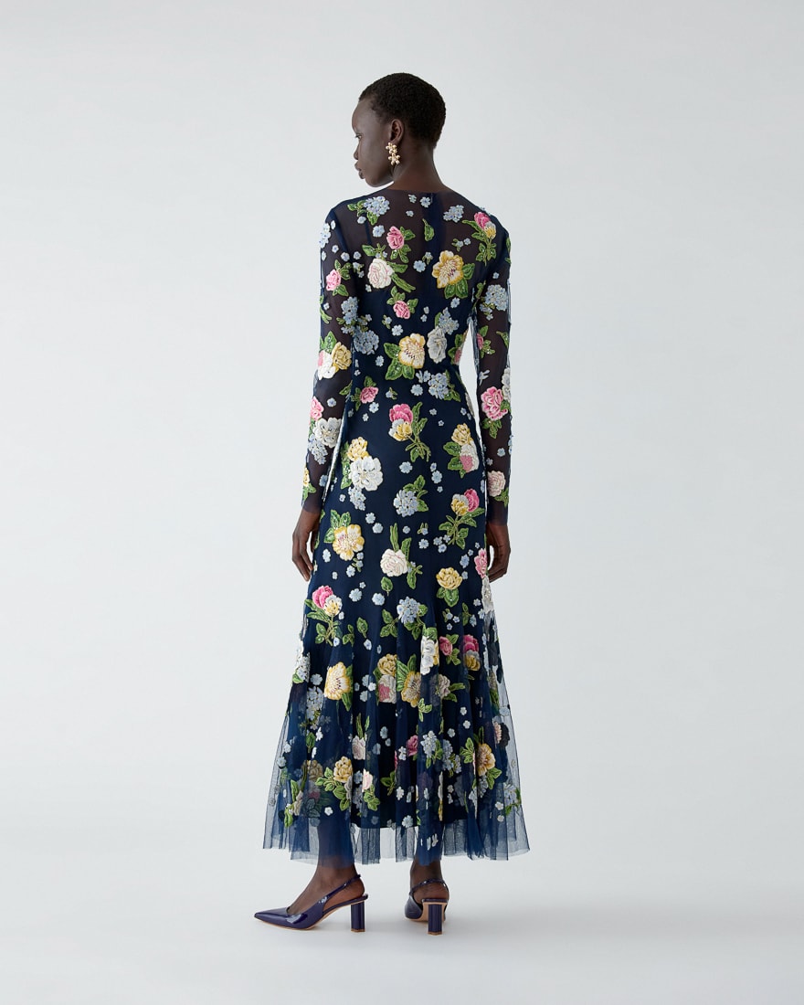 carolina herrera floral embroidered dress Carolina Herrera Embroidered Floral Tulle Gown