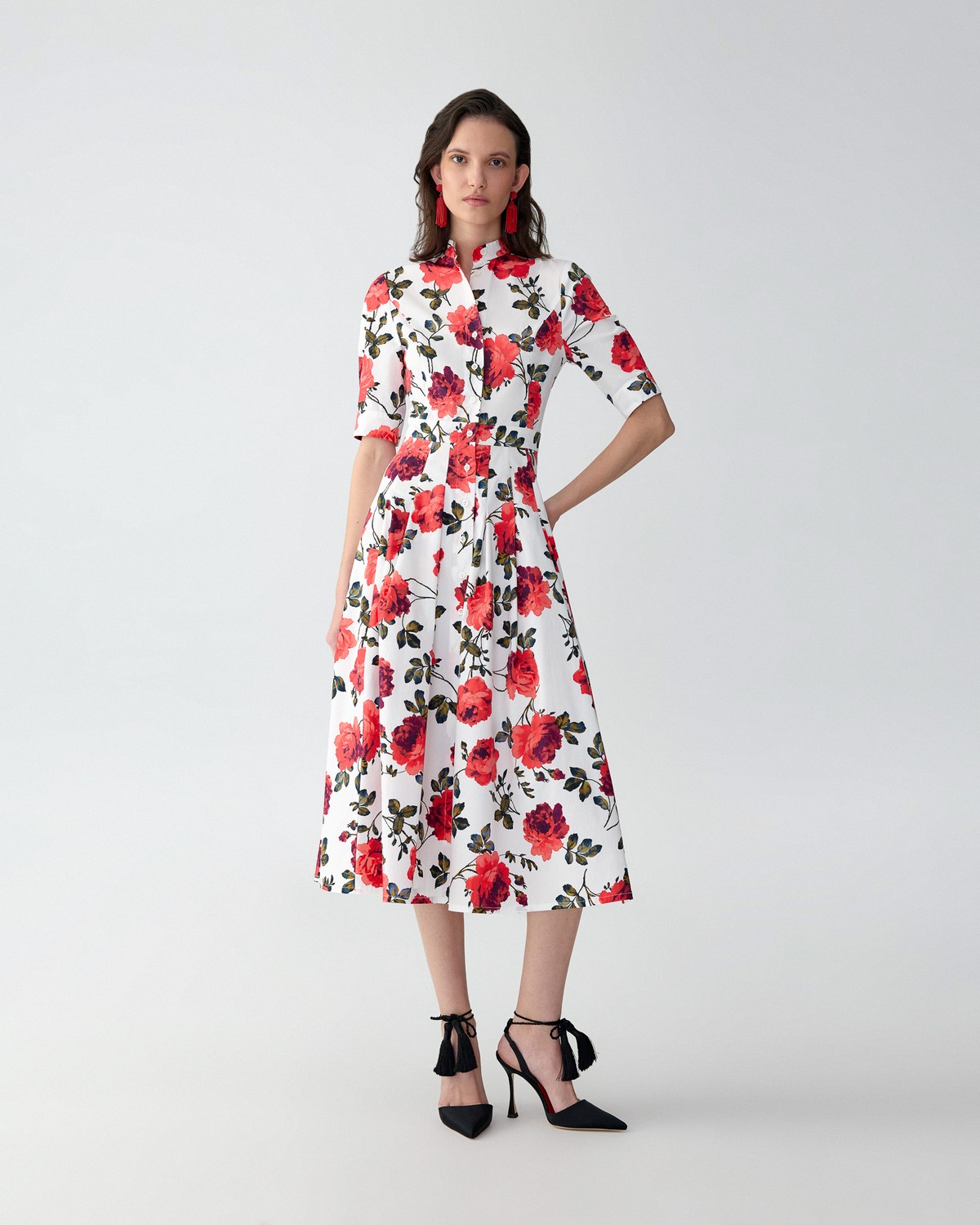 Rose-Print Midi Shirt Dress | Carolina Herrera WW EN