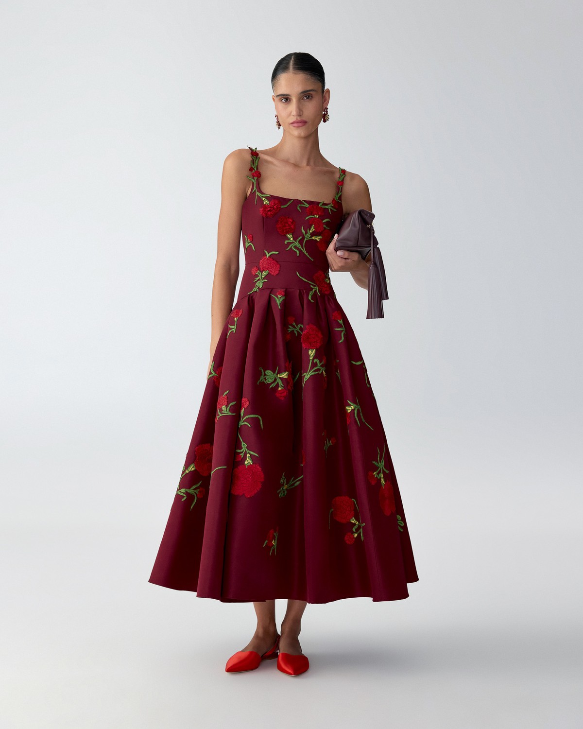 Carnation-Embroidered Scoop Neck Dress | Carolina Herrera BR