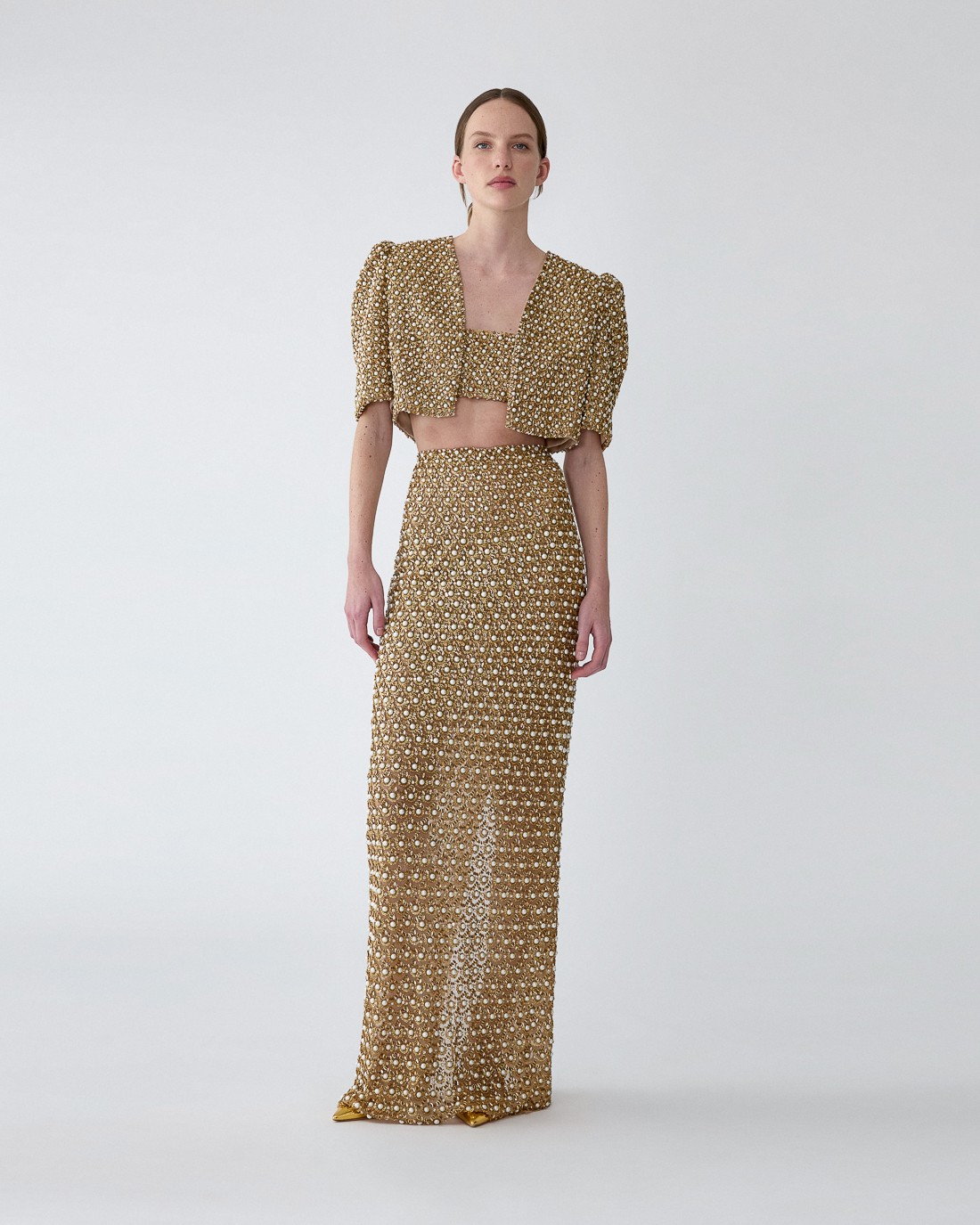 Gold Embellished Column Skirt | Carolina Herrera BR