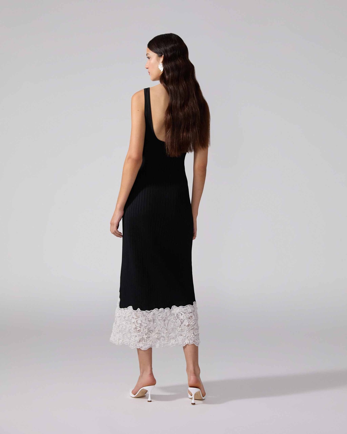 Lace Insert Slip Dress | CAROLINA HERRERA | elysewalker BLACK/WHITE / L