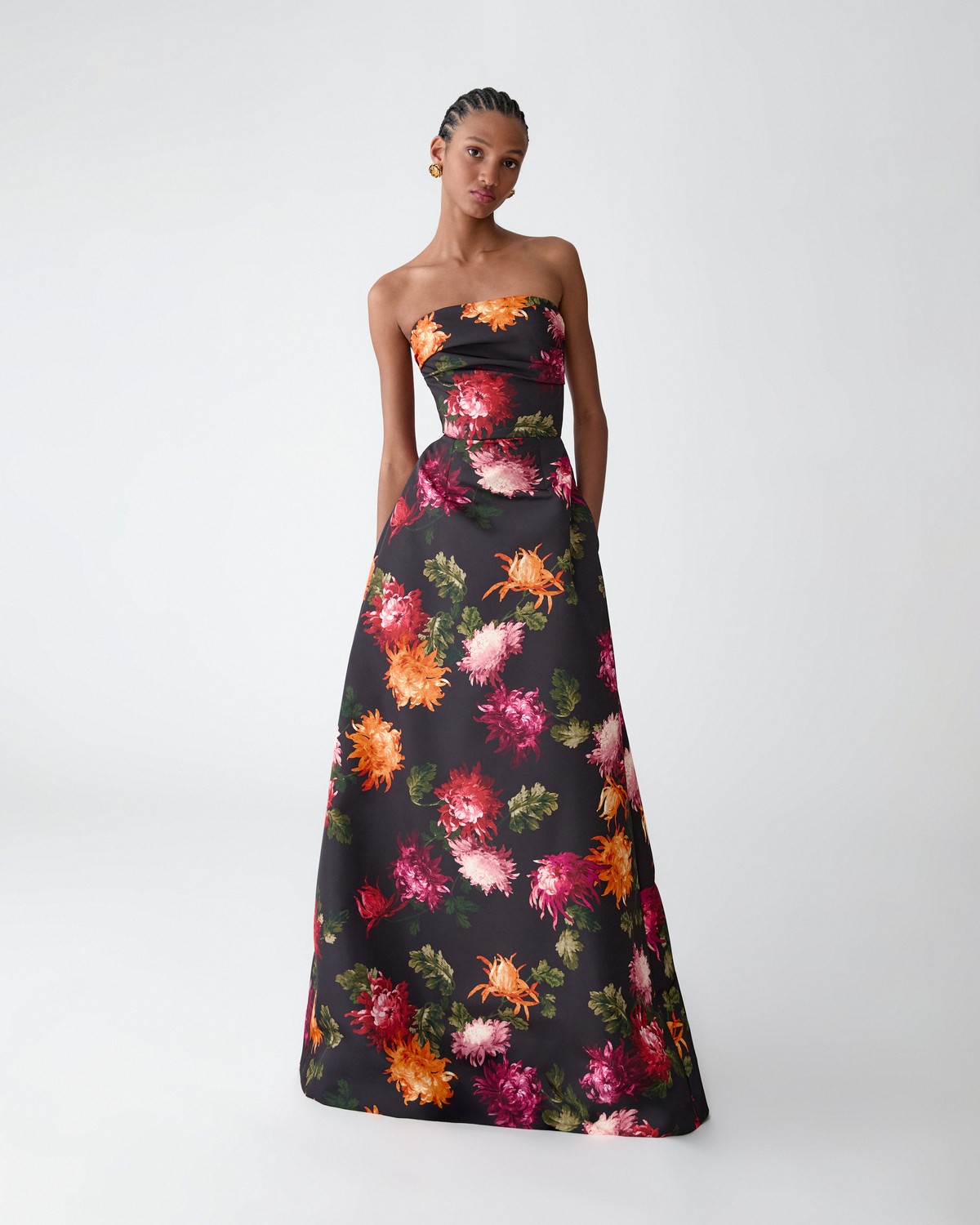 Chrysanthemum-Print Strapless Gown | Carolina Herrera WW EN