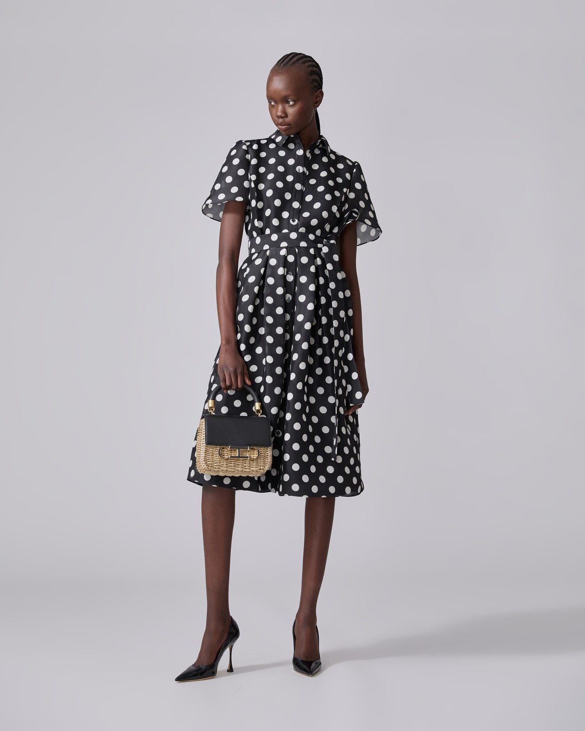 Polka Dot Midi Shirt Dress - Ready - To - Wear | Carolina