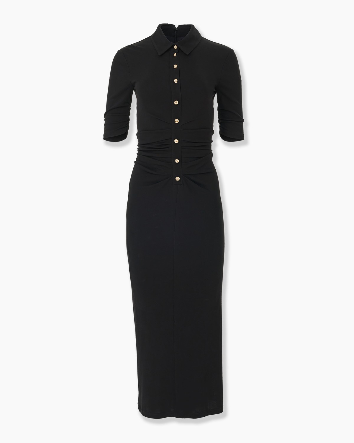 Carolina Herrera Ruched Button-Front Midi Dress Carolina Herrera Ruched Button-Front Midi Dress