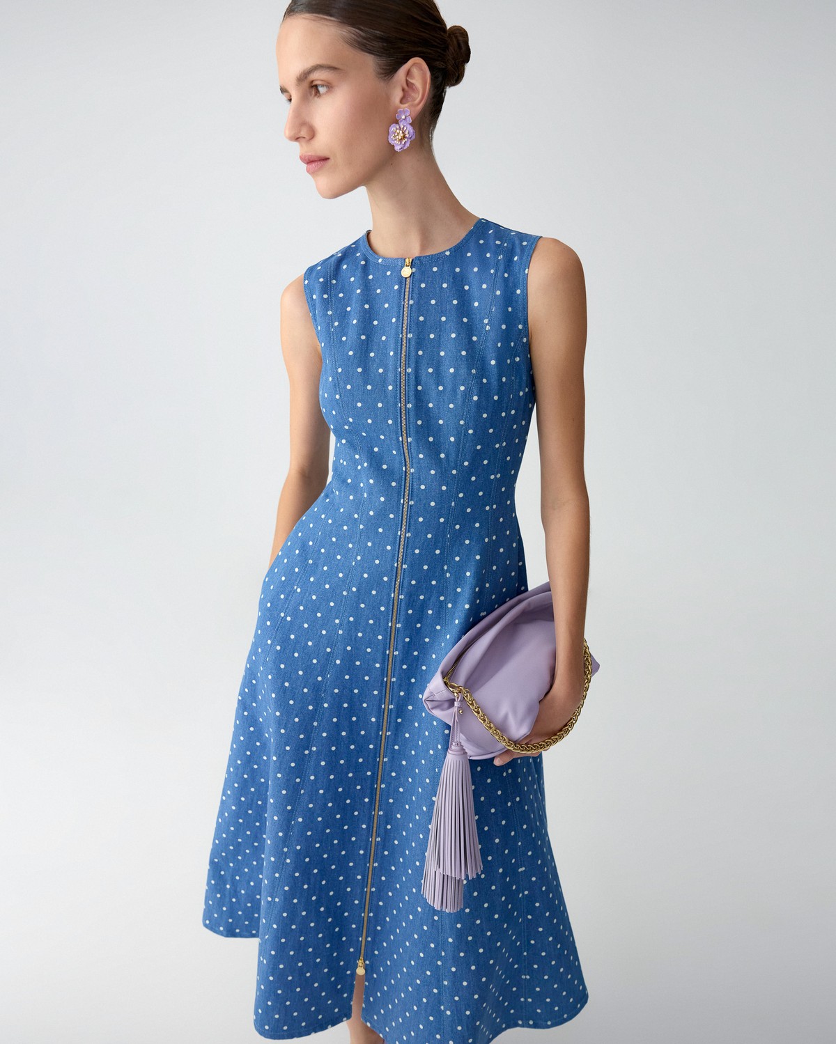 carolina herrera denim midi dress Carolina Herrera Off-The-Shoulder Ruched Denim Midi Dress UFO No More