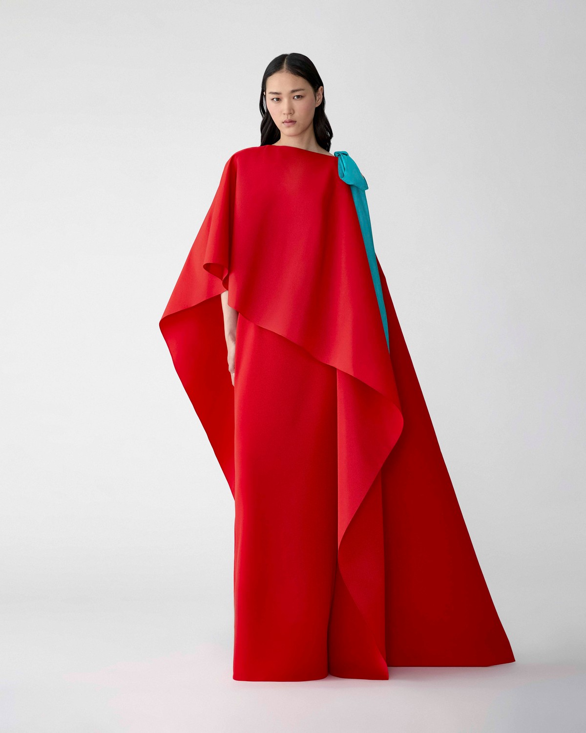 strapless open back dress Layered Flap Long Sleeves Cape Dress – TRACY COUTURE main image 0