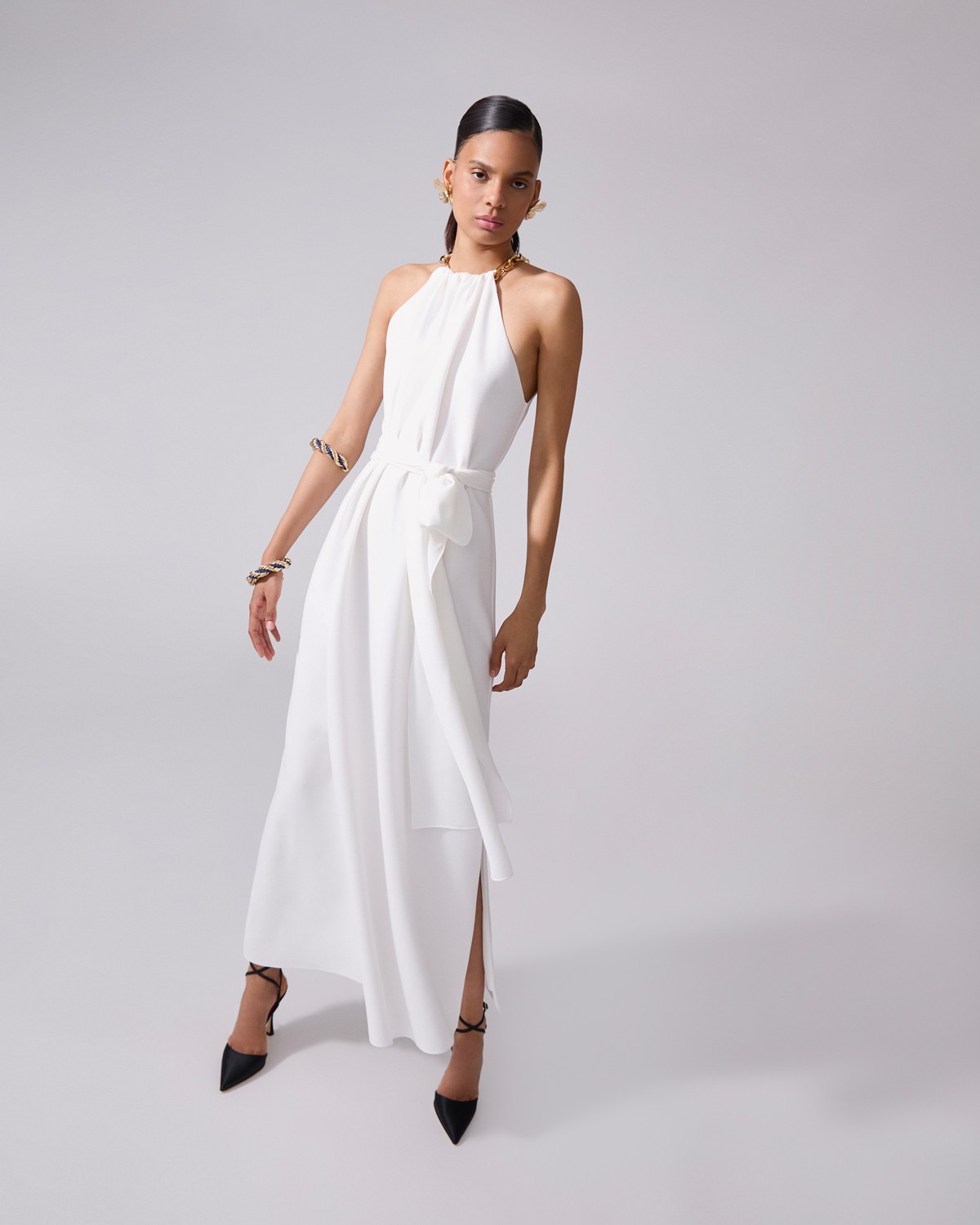 Chain-Strap Halterneck Midi Dress - Ready - To - Wear