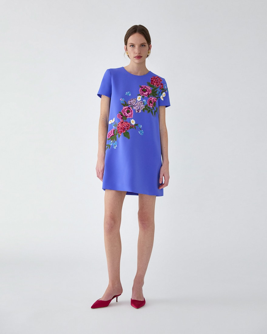 carolina herrera embroidered mini dress Strapless embroidered silk-satin and organza mini dress - gold
